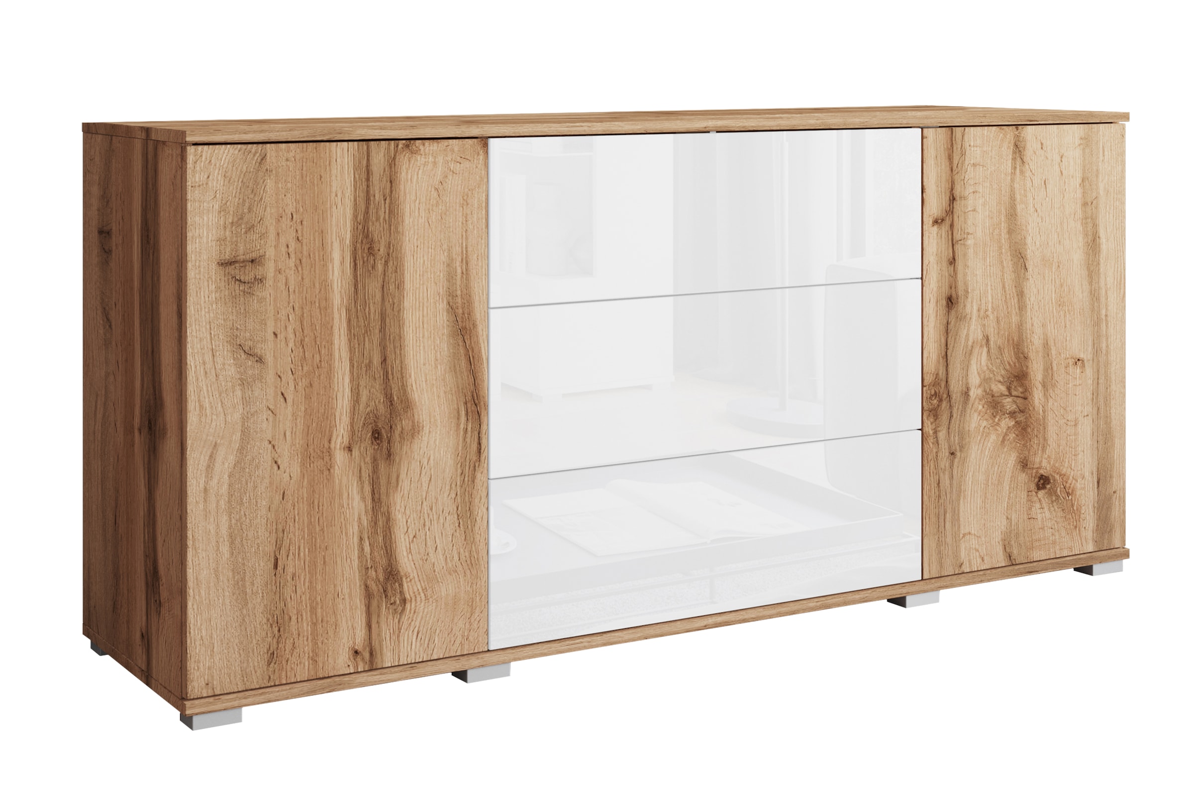 INOSIGN Sideboard »Kenia«, (1 St.), Modernes Sideboard mit 3 Schubladen und 4 Fächern, Breite 150 cm