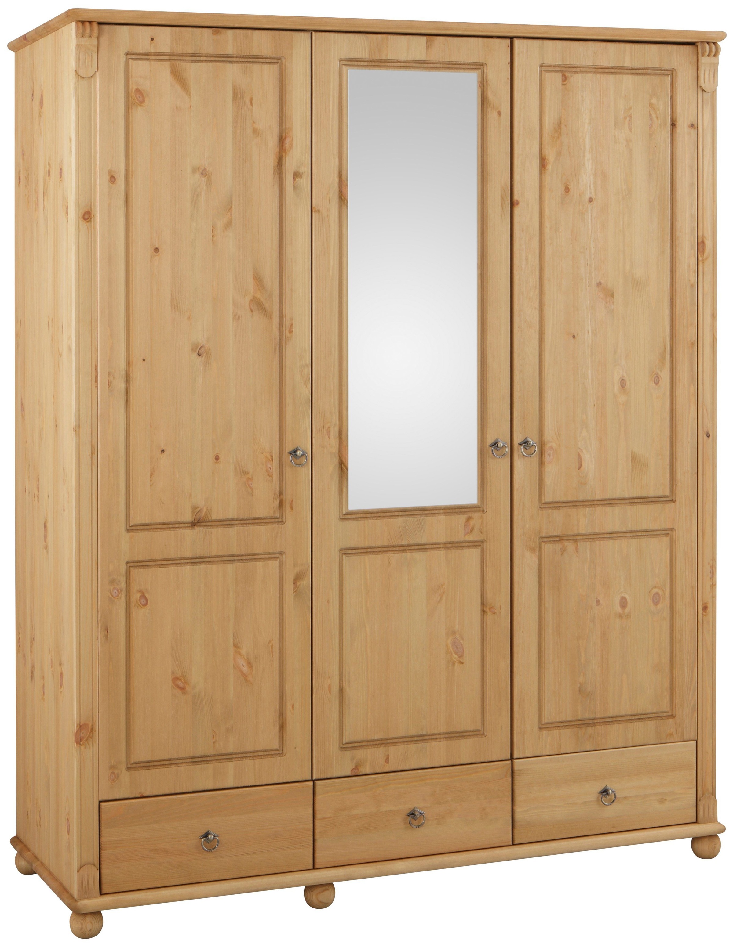 Home affaire Kleiderschrank »Tessin«, (B/H/T ca. 152/191/59 cm), Breite 152 cm, Kiefer massiv, inkl. Spiegel