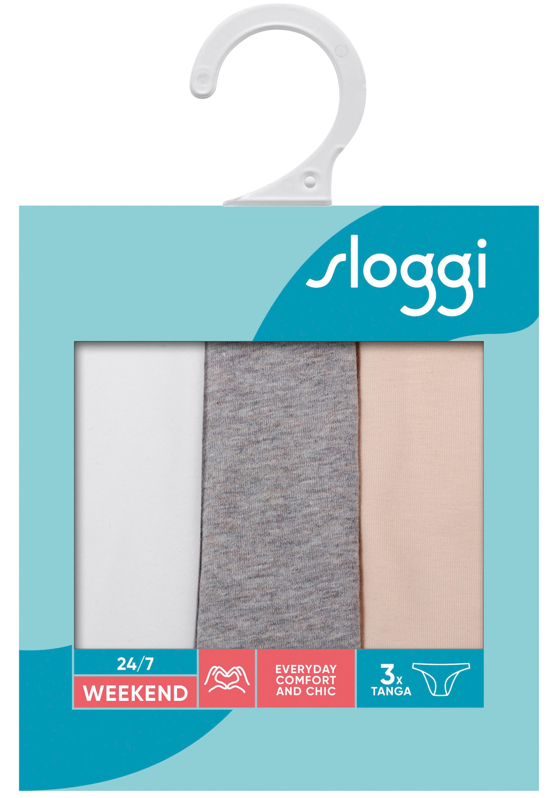sloggi Slip »24/7 Weekend Tanga C3P«, (3er Pack), mit flachen Spitzen-Kanten