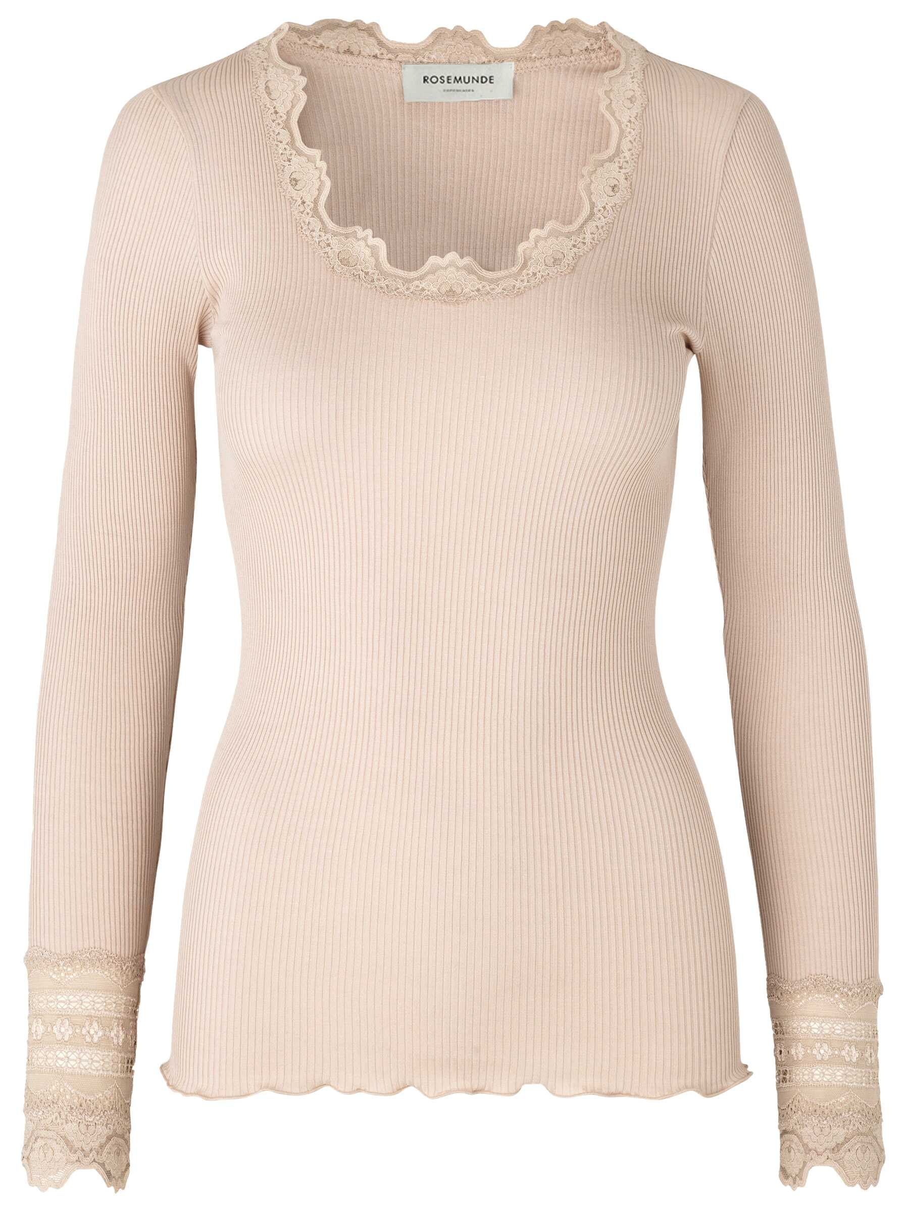rosemunde Langarmshirt »Benita Silk Blouse mit Seide« Langarm, mit Spitze, feminin, bequem, Seiden- Baumwollmischung