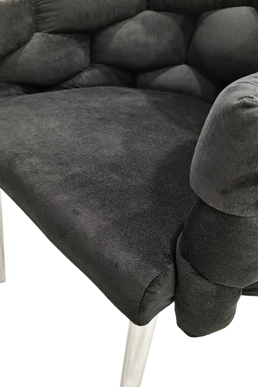 Kayoom Polsterstuhl »Stuhl Grace 125 2er-Set, Gestell aus Eisen, bequem gepolstert«, (Set), 2 St., Graziöses Design, absolutes Eye-Catcher, geflochtener Rücken