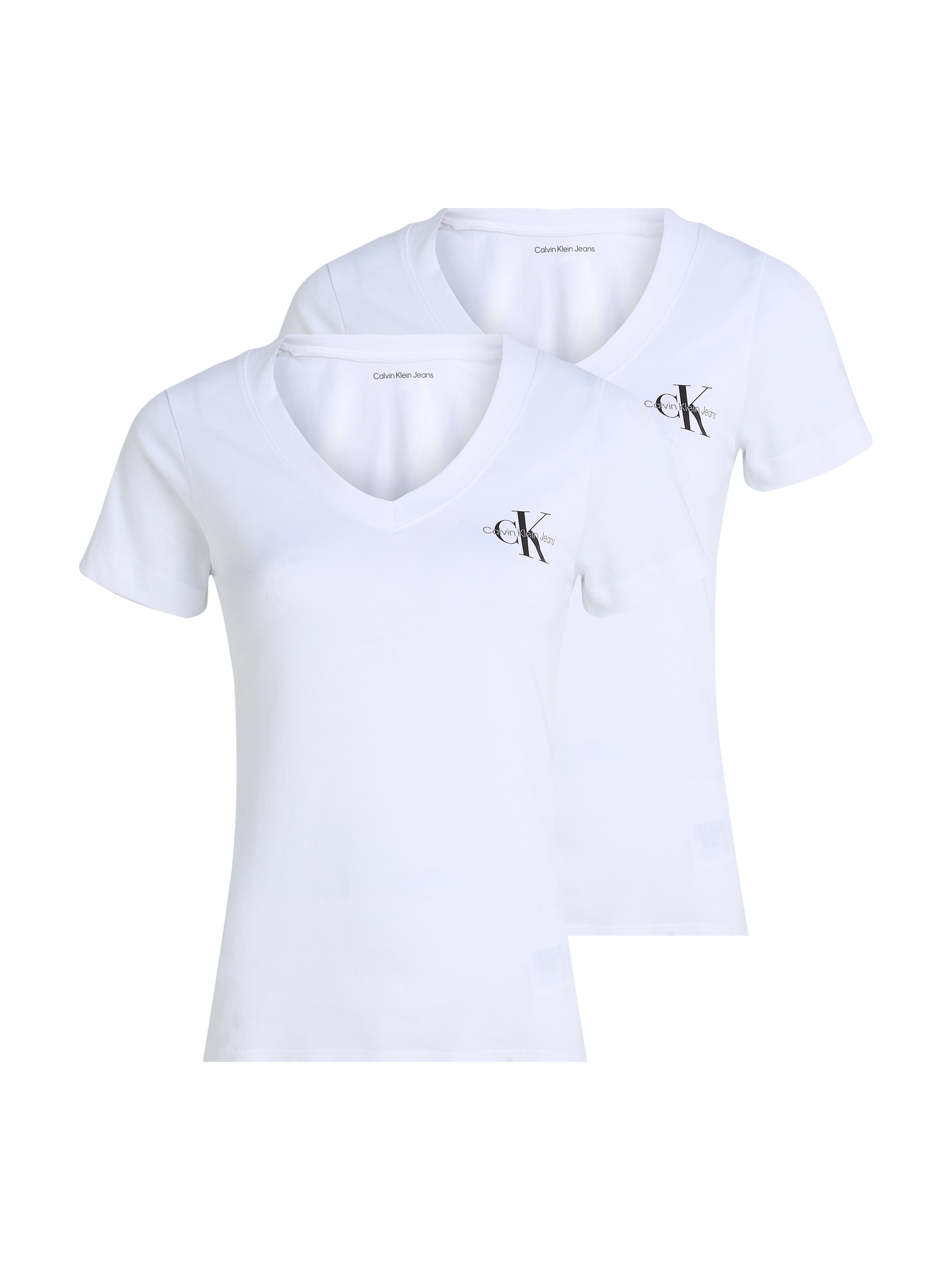 Calvin Klein Jeans T-Shirt »2-PACK MONOLOGO V-NECK TEE«, (Packung, 2er-Pack), mit Logomarkenlabel