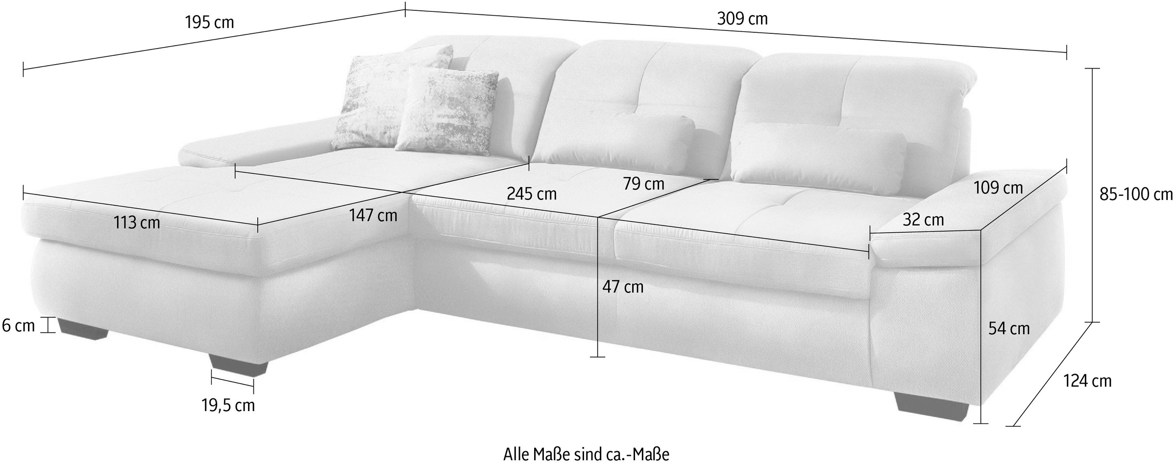 Die PlanBar Ecksofa »MP-IN16012 L-Form, mit Kaltschum-Polsterung« inkl. Sitztiefenverstellung, wahlweise mit weiteren Funktionen