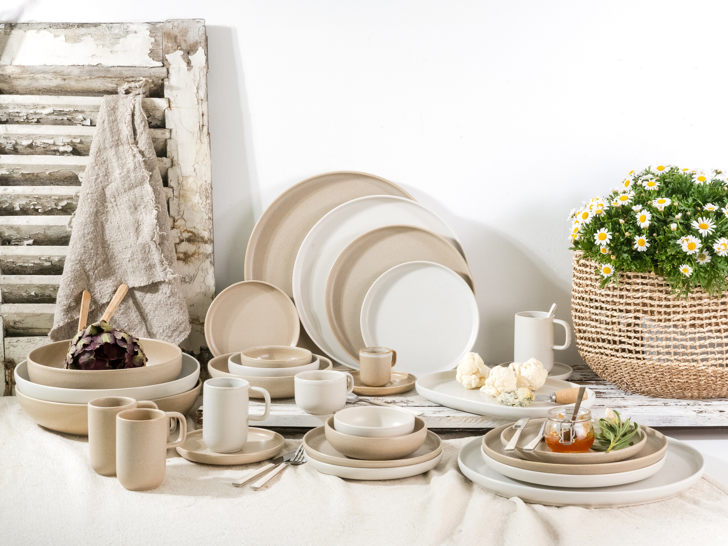 CreaTable Teller-Set »Uno Toscana, Tellerset 12-tlg.« Puristische Formgebung, Inspiriert durch die Farben der Toscana