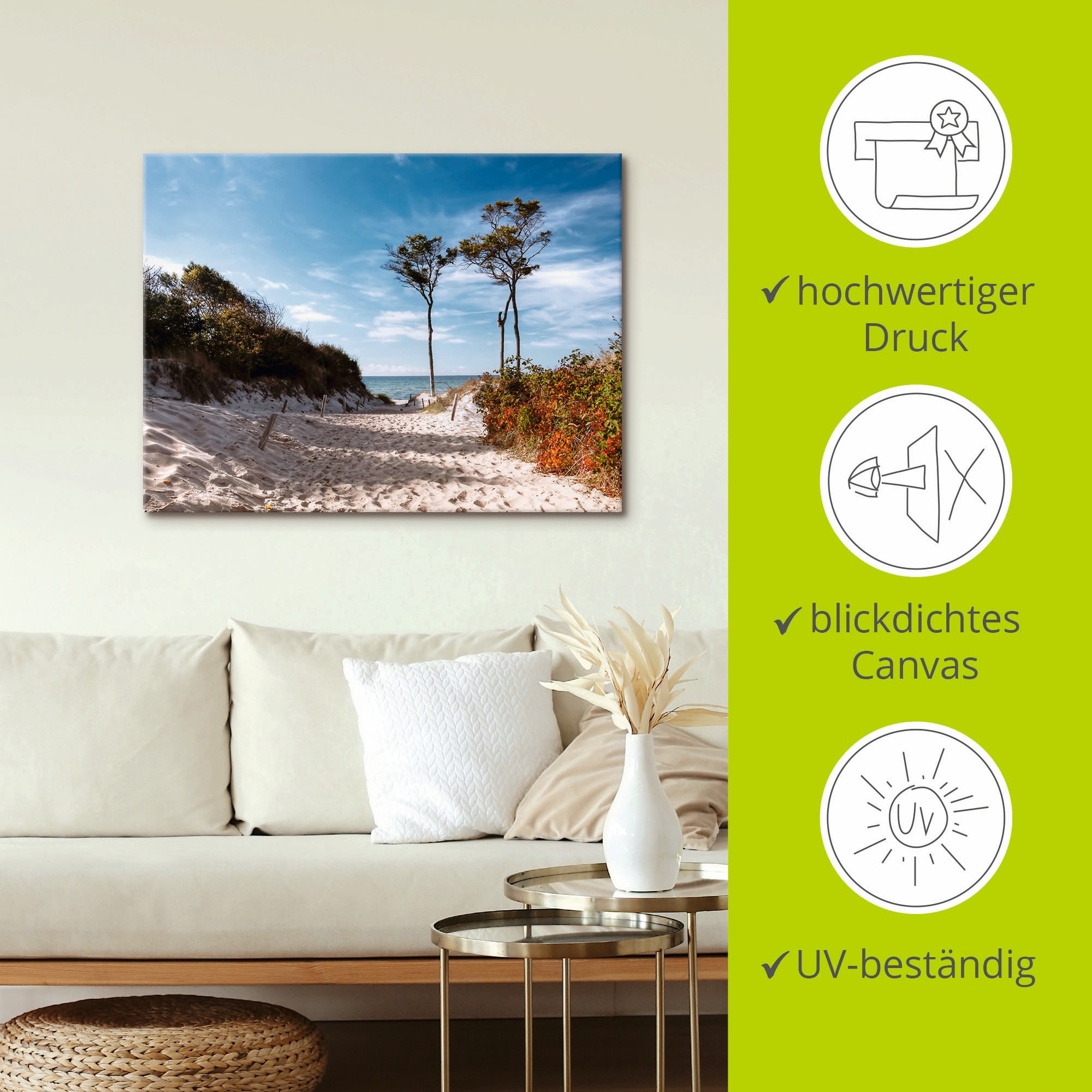 Artland Leinwandbild »Weststrand Darss« Strand 1 Stk. tlg. auf Holzrahmen gespannt