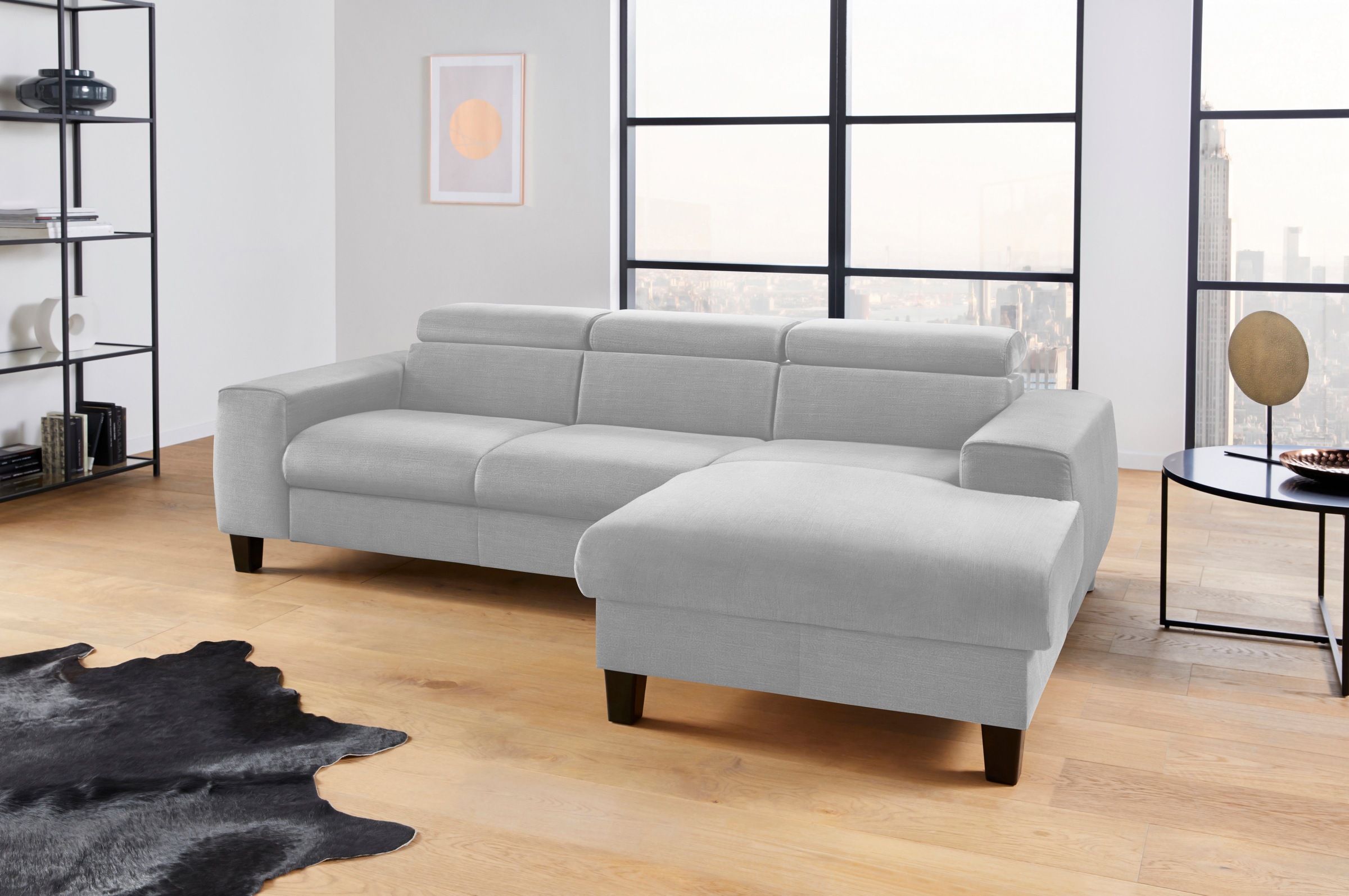 COTTA Polstergarnitur »Morven L-Form«, (Set), Set bestehend aus: Ecksofa mit Kopfteilverstellung & Hocker