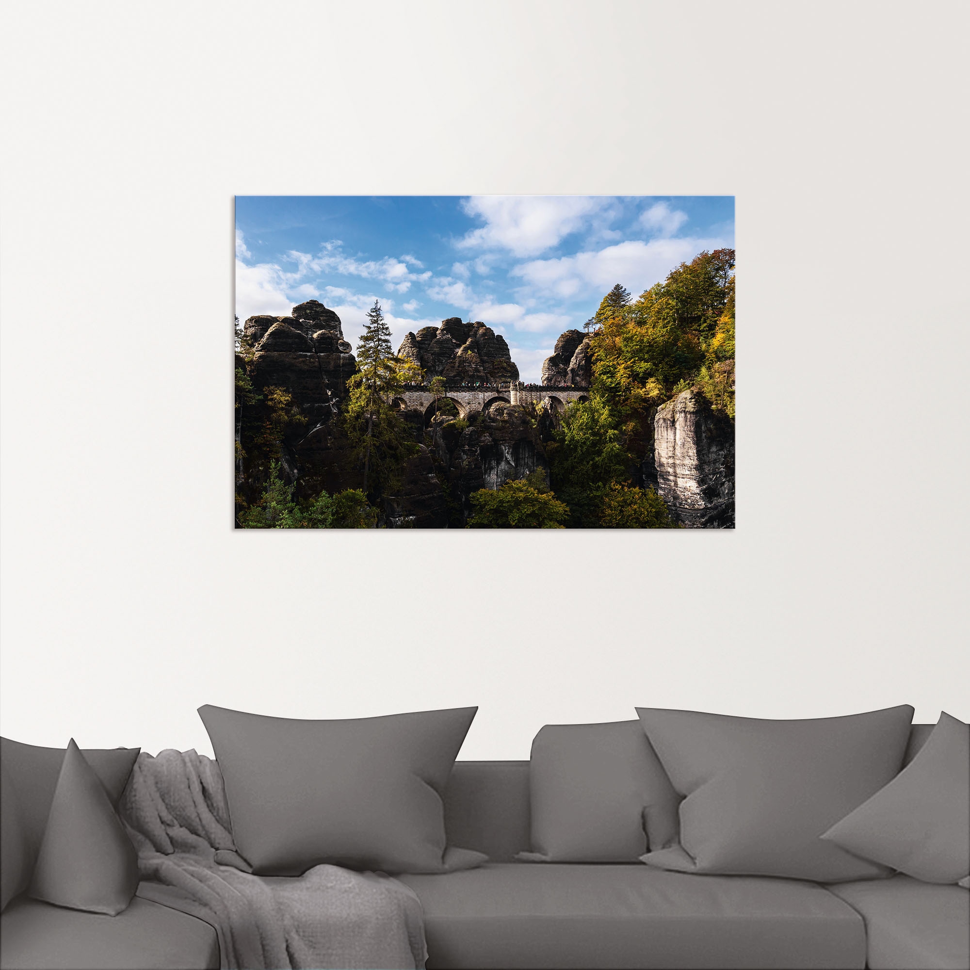 Artland Alu-Dibond-Druck »Bastei in der Sächsische Schweiz«, Berge & Alpenbilder, (1 St.), für Innen- und Außenbereich geeignet, Outdoorbild