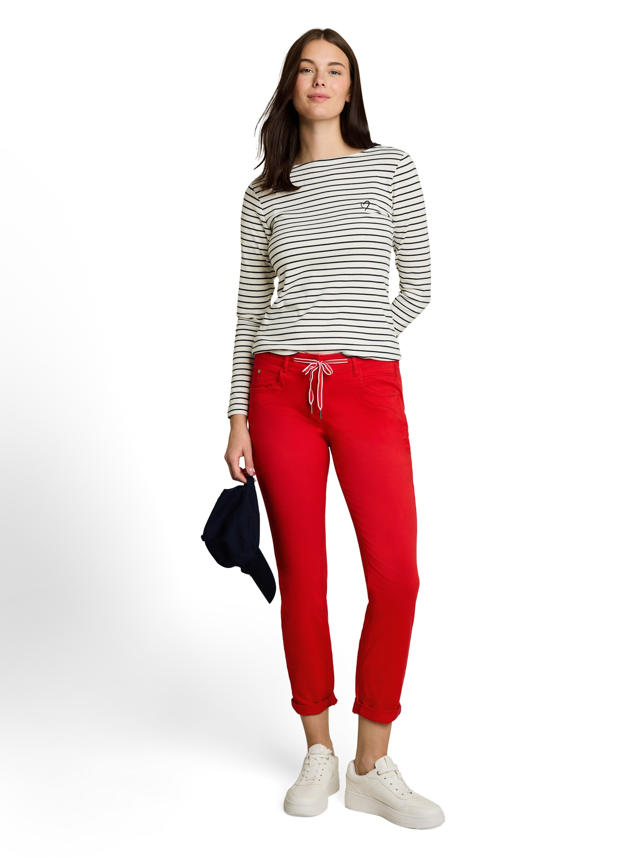 TOM TAILOR Langarmshirt im Streifen-Look und mit Stickerei