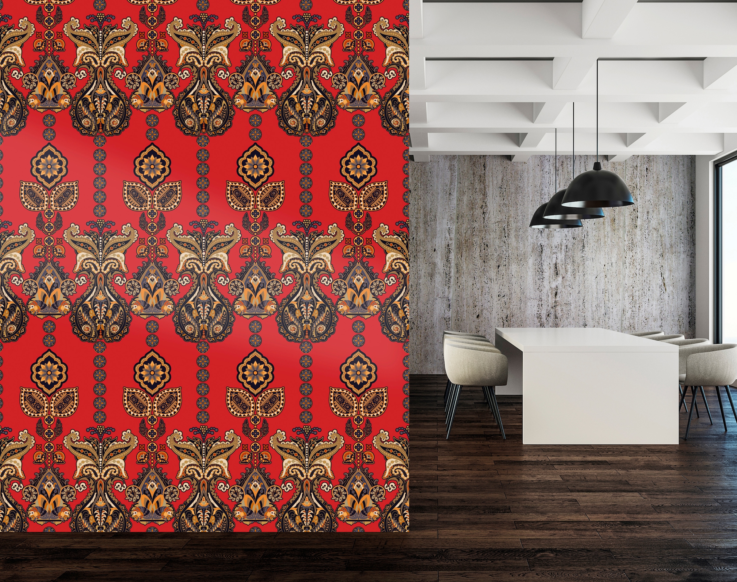 queence Vinyltapete »Nila«, bedruckt-Barock-Antikoptik-Kunst, 90x250cm, selbstklebend, kinderleichte Anbringung, Sticker