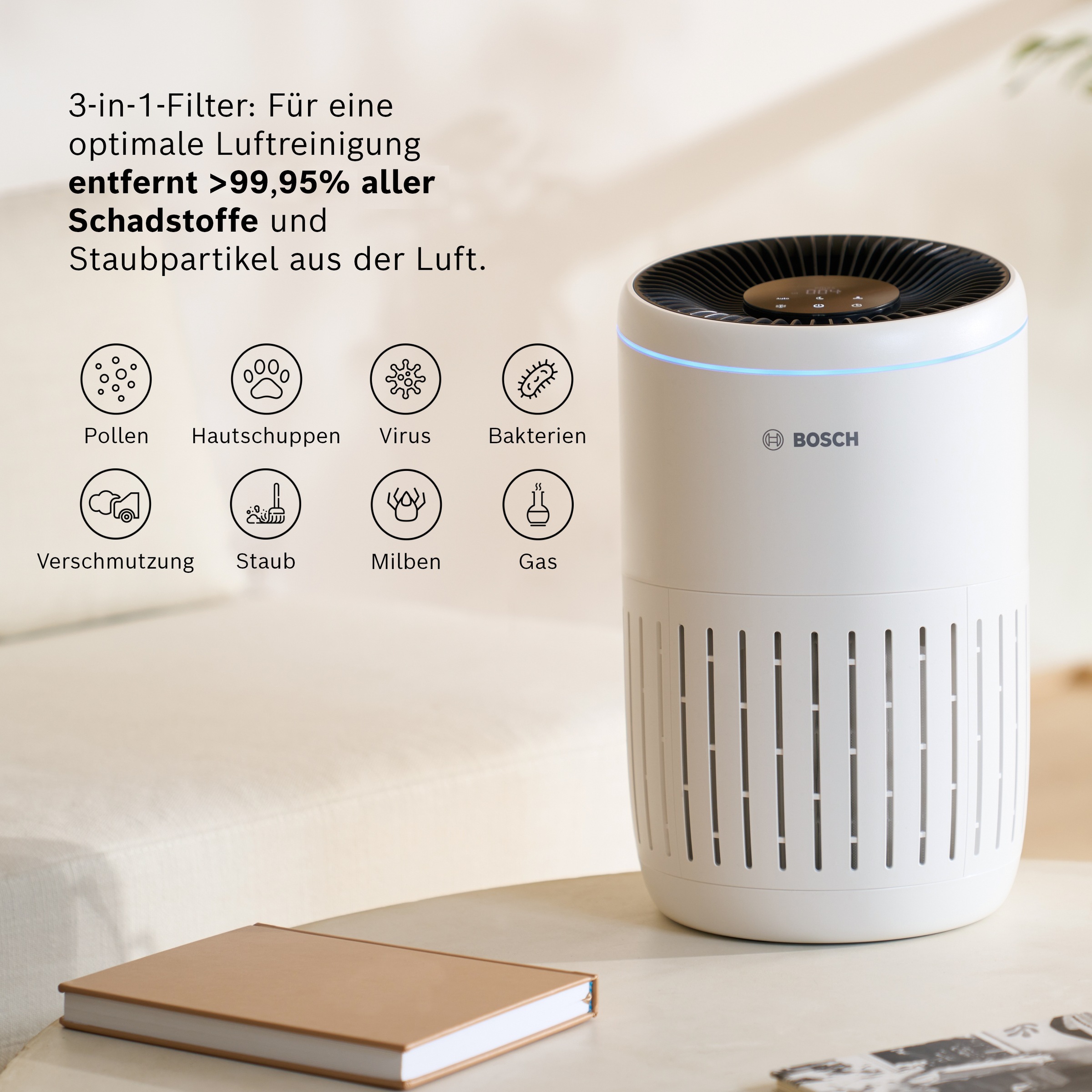BOSCH Kombifilter »3-in-1 HEPA Filter mit Hocheffizienter Aktivkohlefilter«