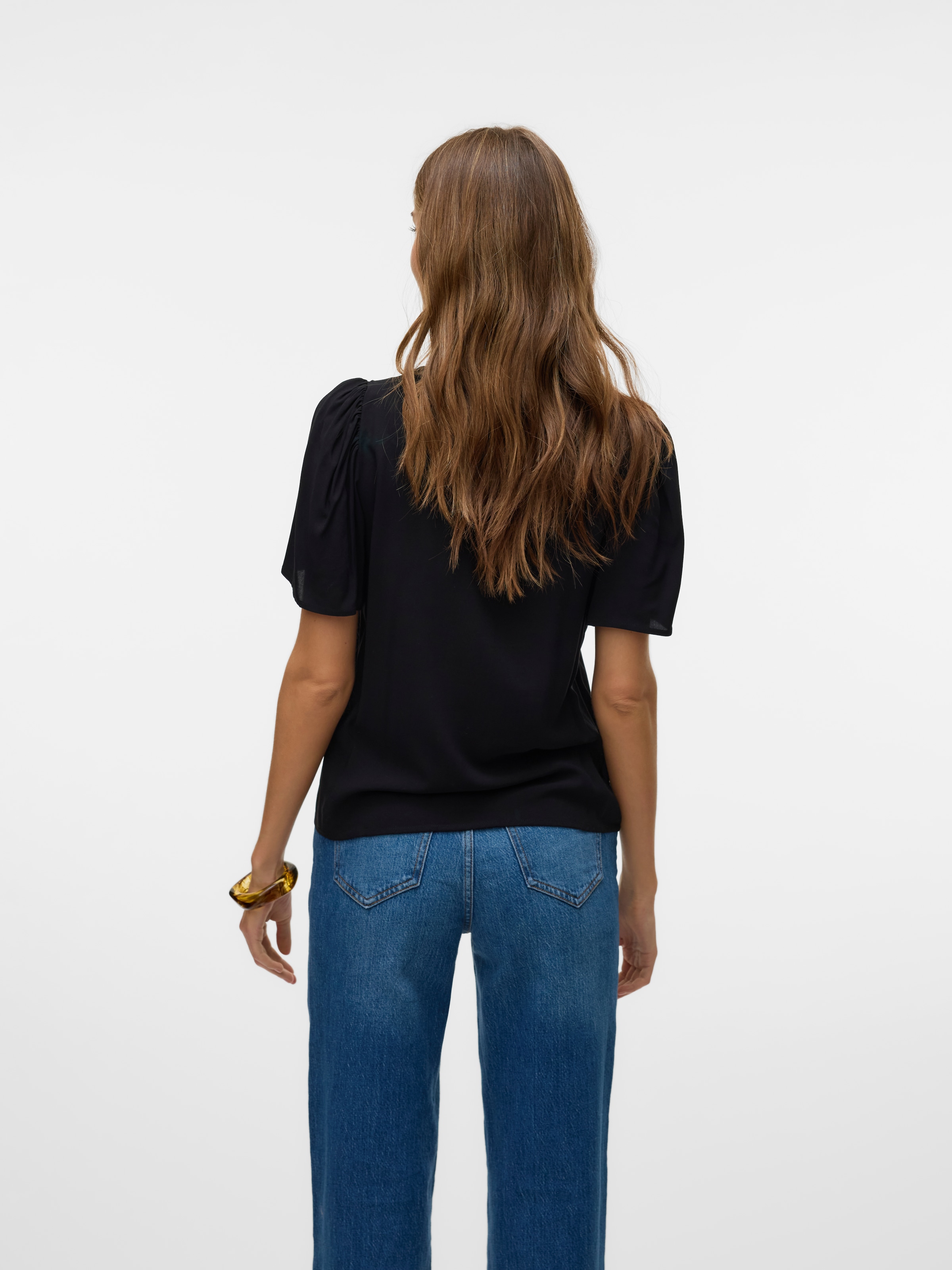 Vero Moda Kurzarmbluse »VMALBA SS V-NECK SHIRT WVN GA«