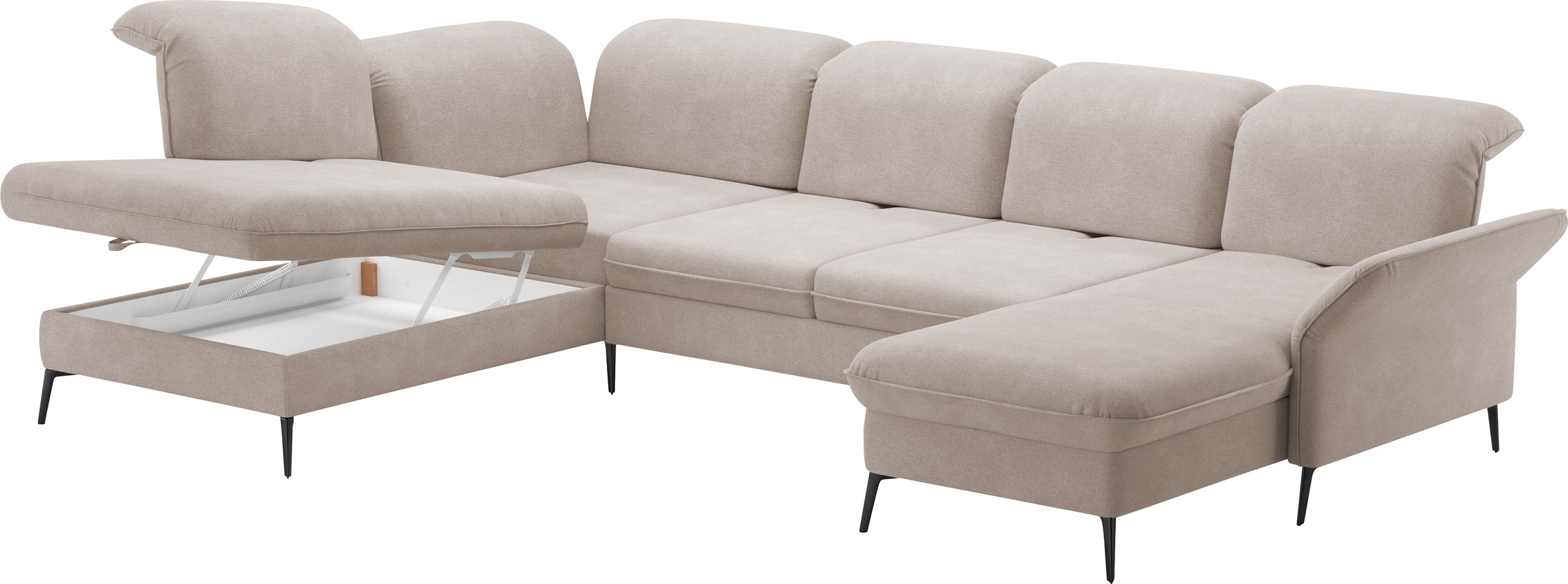 sit&more Wohnlandschaft »Emely, inkl. Sitztiefenverstellung«, wahlweise mit Bettfunktion,Bettkasten,Kopf- & Armteilverstellung