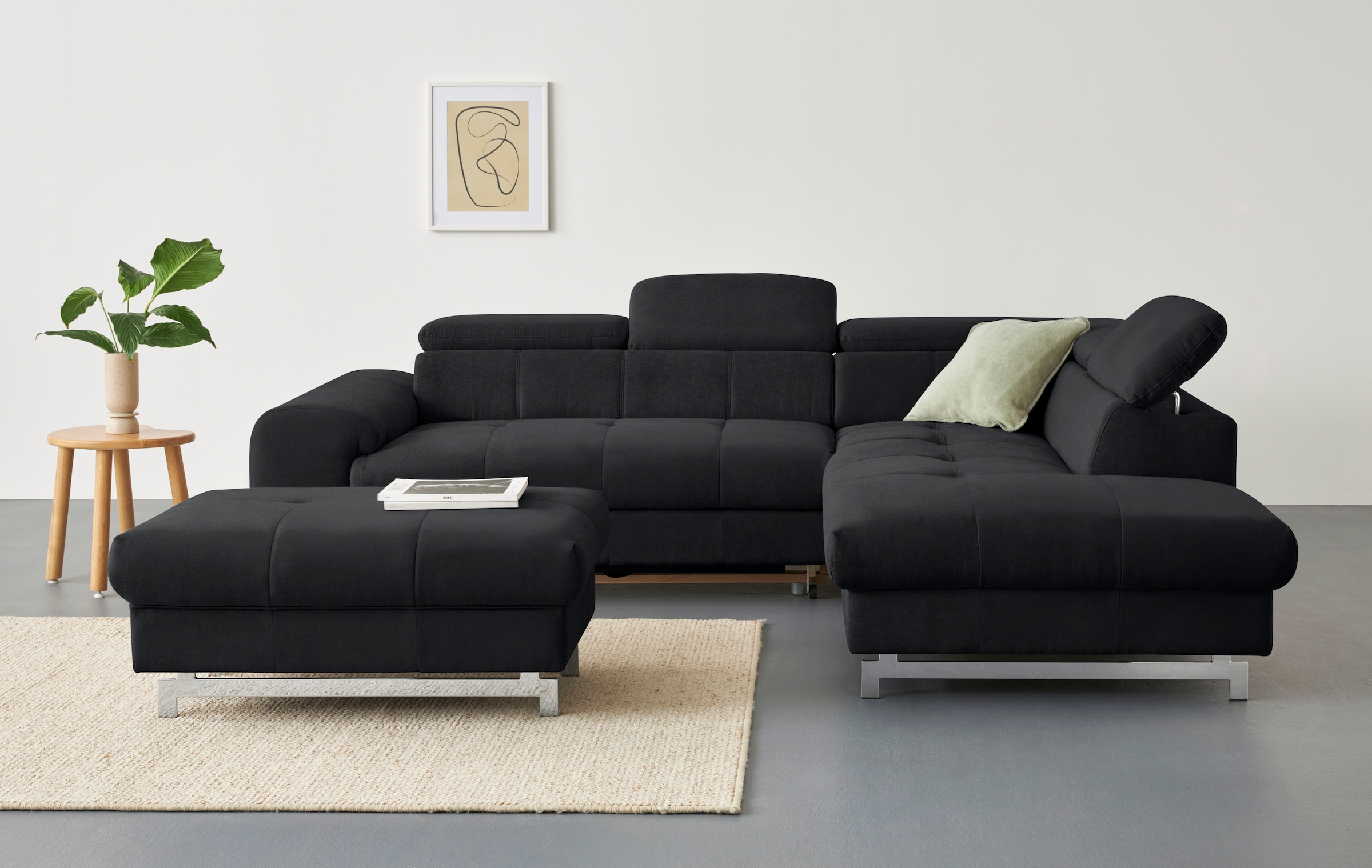 COTTA Ecksofa »Chef L-Form«, mit Kopfteilverstellung, wahlweise mit Bettfunktion
