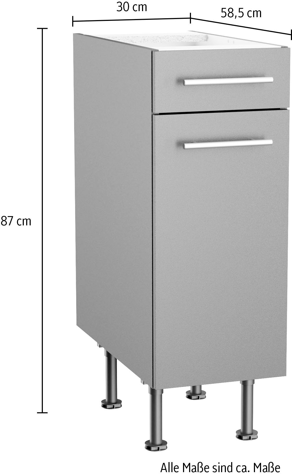 KOCHSTATION Unterschrank »KS-Bern2« Breite 30 cm, 1 Tür, 1 Schubkasten, 1 Einlegeboden