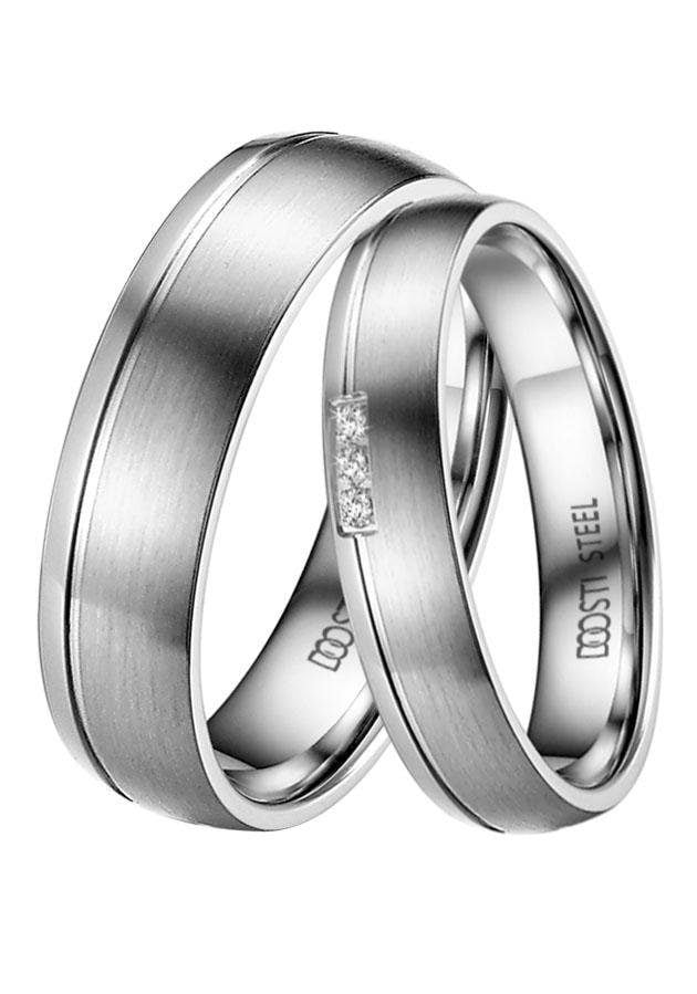 DOOSTI Trauring »Schmuck Geschenk Edelstahl Trauring Ehering Partnerring LIEBE«, Made in Germany, wahlweise mit oder ohne Zirkonia