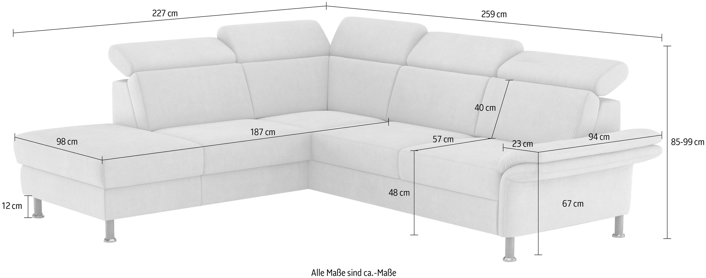 Home affaire Ecksofa »Calypso L-Form«, mit Relaxfunktion motorisch im Sofa 2,5- Sitzer