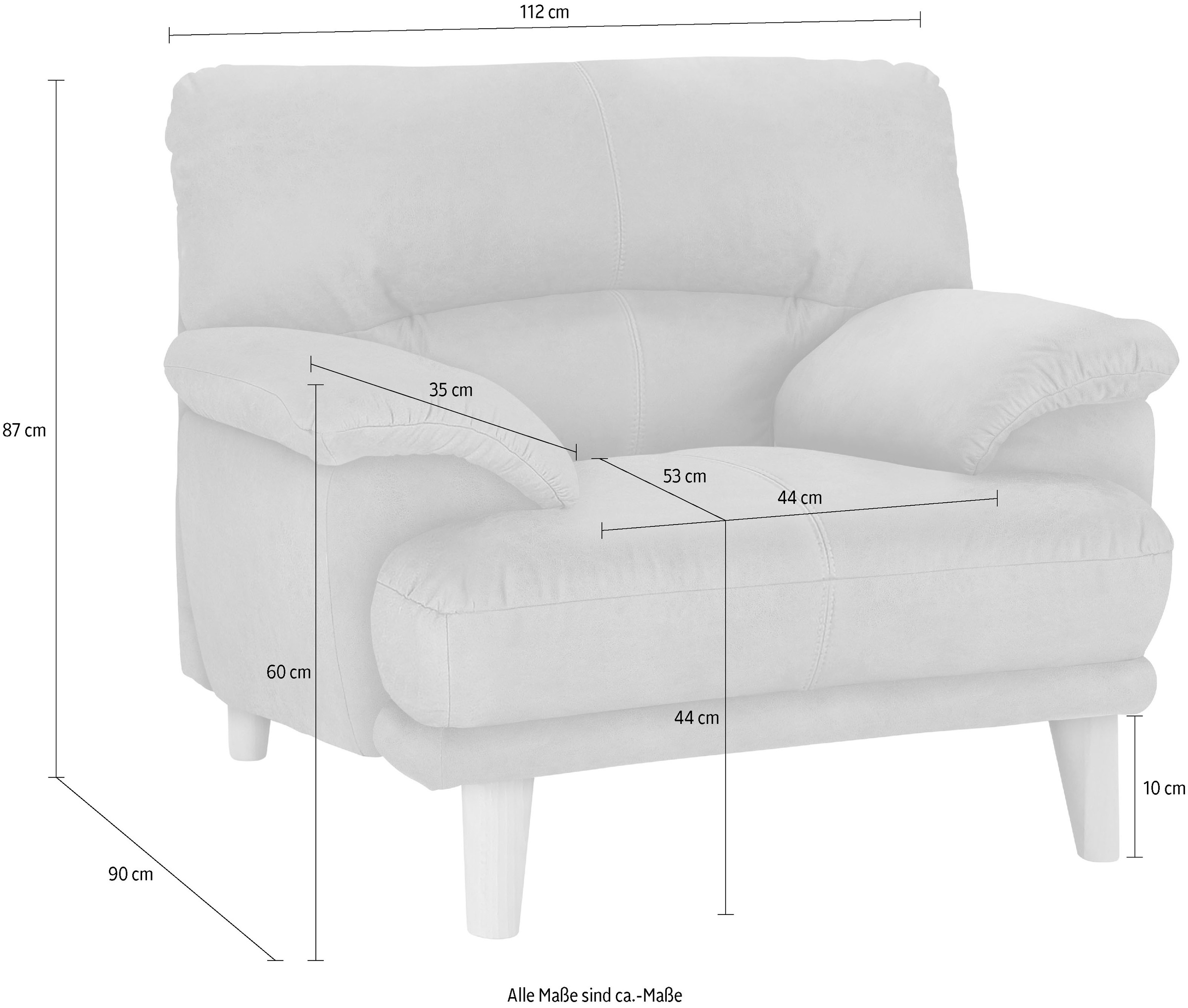 TRENDMANUFAKTUR Sessel »Cecilia, Loungesessel, italienisches Design, bequeme Armlehnen« aufwendige Rückenverarbeitung für hohen Sitzkomfort, Holzfuß