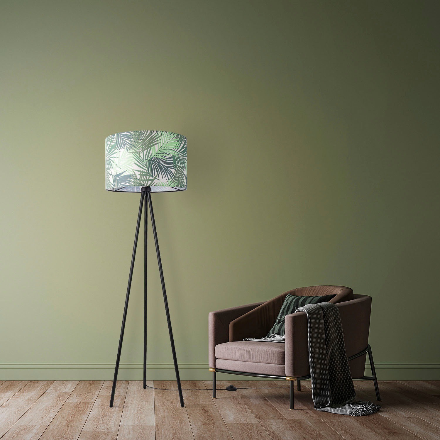 Paco Home Stehlampe »Trina Ostende«, Leuchtmittel E27 | ohne Leuchtmittel, Lampenschirm Büro Stativ Leselampe Deko Kinderzimmer Jungle