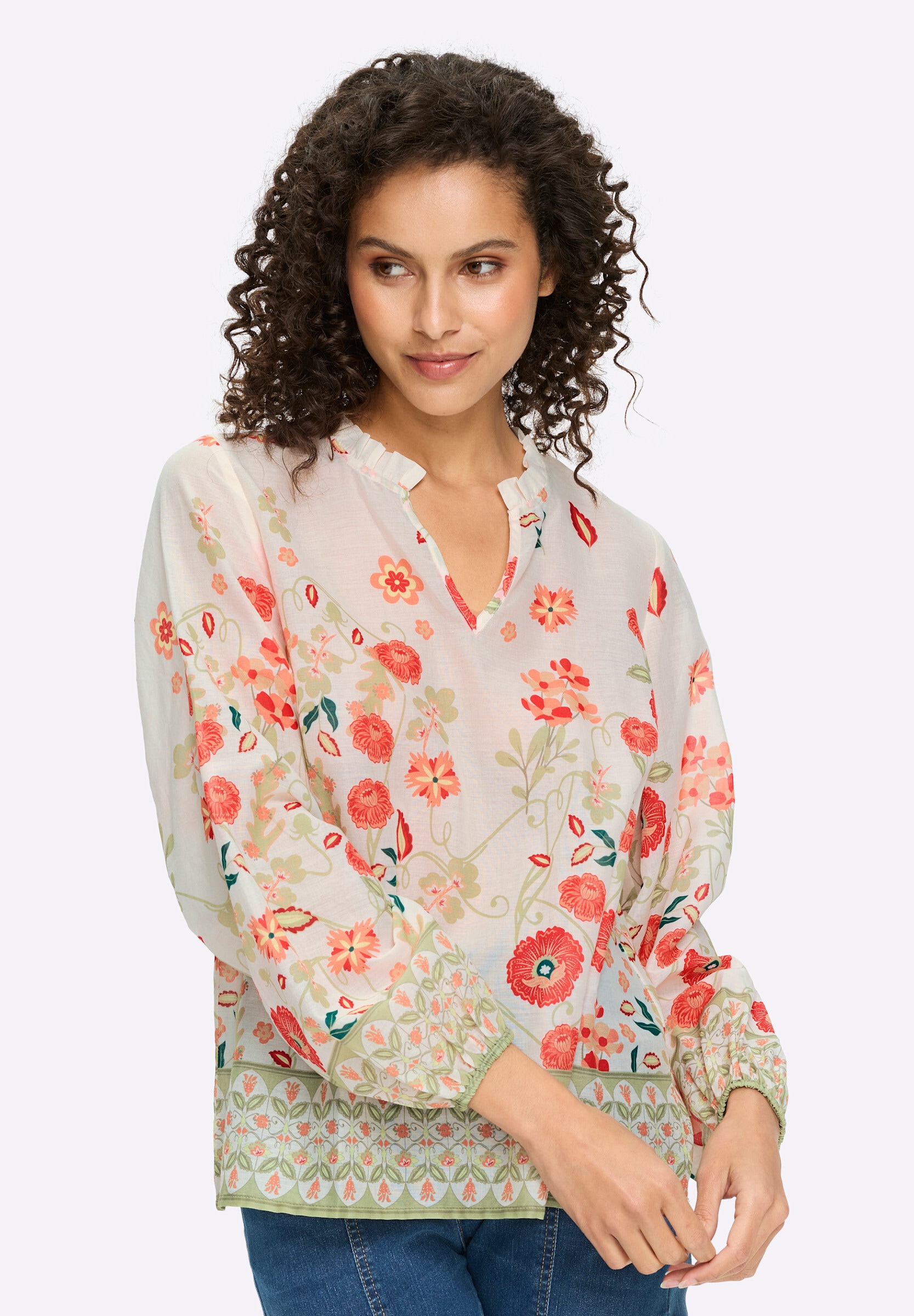 heine Rüschenbluse »Druckbluse Druckbluse mit Ballonärmeln«