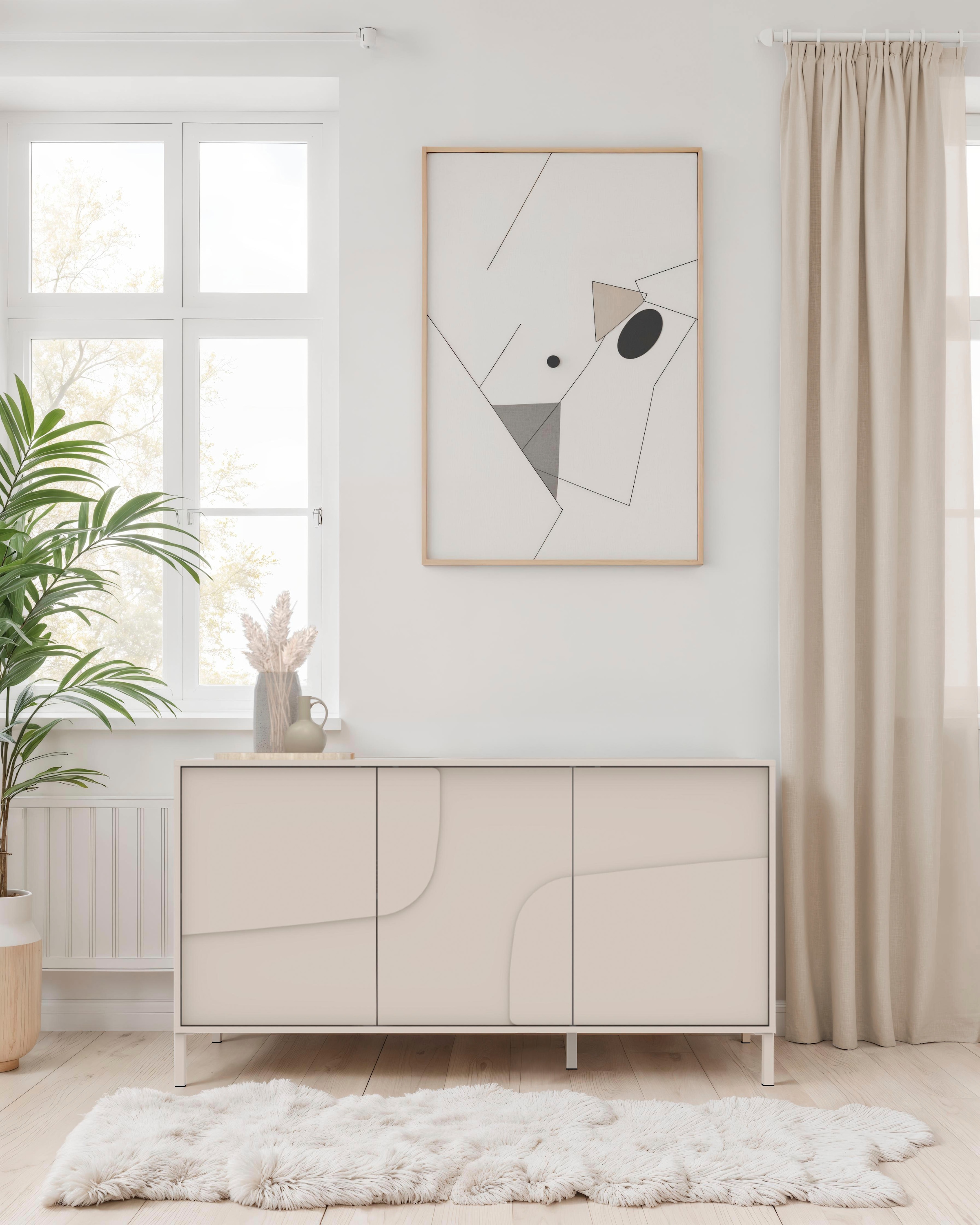 INOSIGN Sideboard »Stone, 155 cm breit, 3 Türen, Anrichte, Kommode, Stauraumschrank« 3D-Design, Push-to-open, Innenraum großzügig, Füße 14/2 cm wählbar