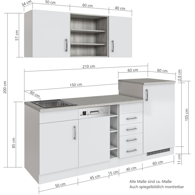 HELD MÖBEL Küche »Mali«, Breite 210 cm, mit E-Geräten bequem bestellen