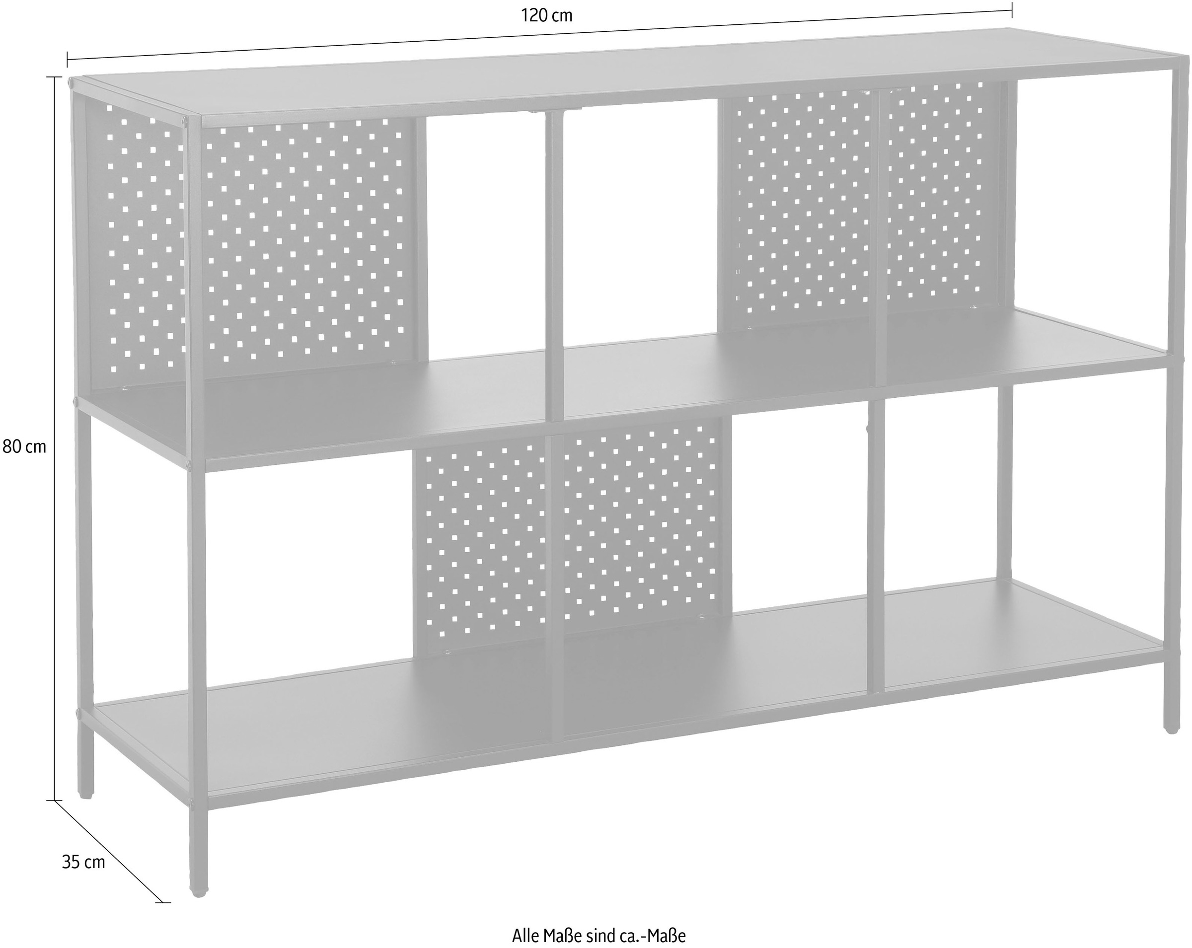andas Standregal »Ingstrup«, Pulverbeschichtet aus Metall, Breite 120 cm, Höhe 80 cm