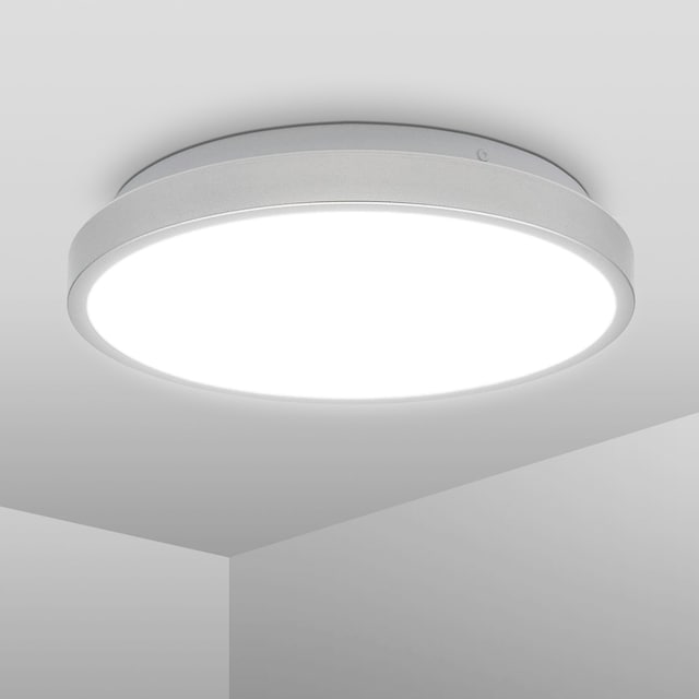 »BK_DL1525 | XXL 4.000K, mit LED 1.200lm, LED B.K.Licht online Garantie 1 Deckenleuchte IP44, kaufen flammig-flammig, Silberfarbig«, Bad-Deckenlampe, 12W, Jahren 3 Ø29cm