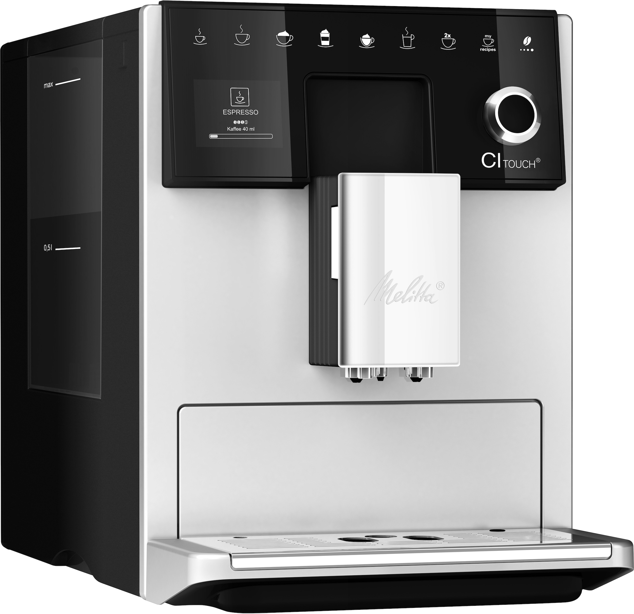 Melitta Kaffeevollautomat »CI Touch® F630-111«, silber, 10 Kaffeerezepte, 2-Kammern-Bohnenbehäl., One Touch Bedienung