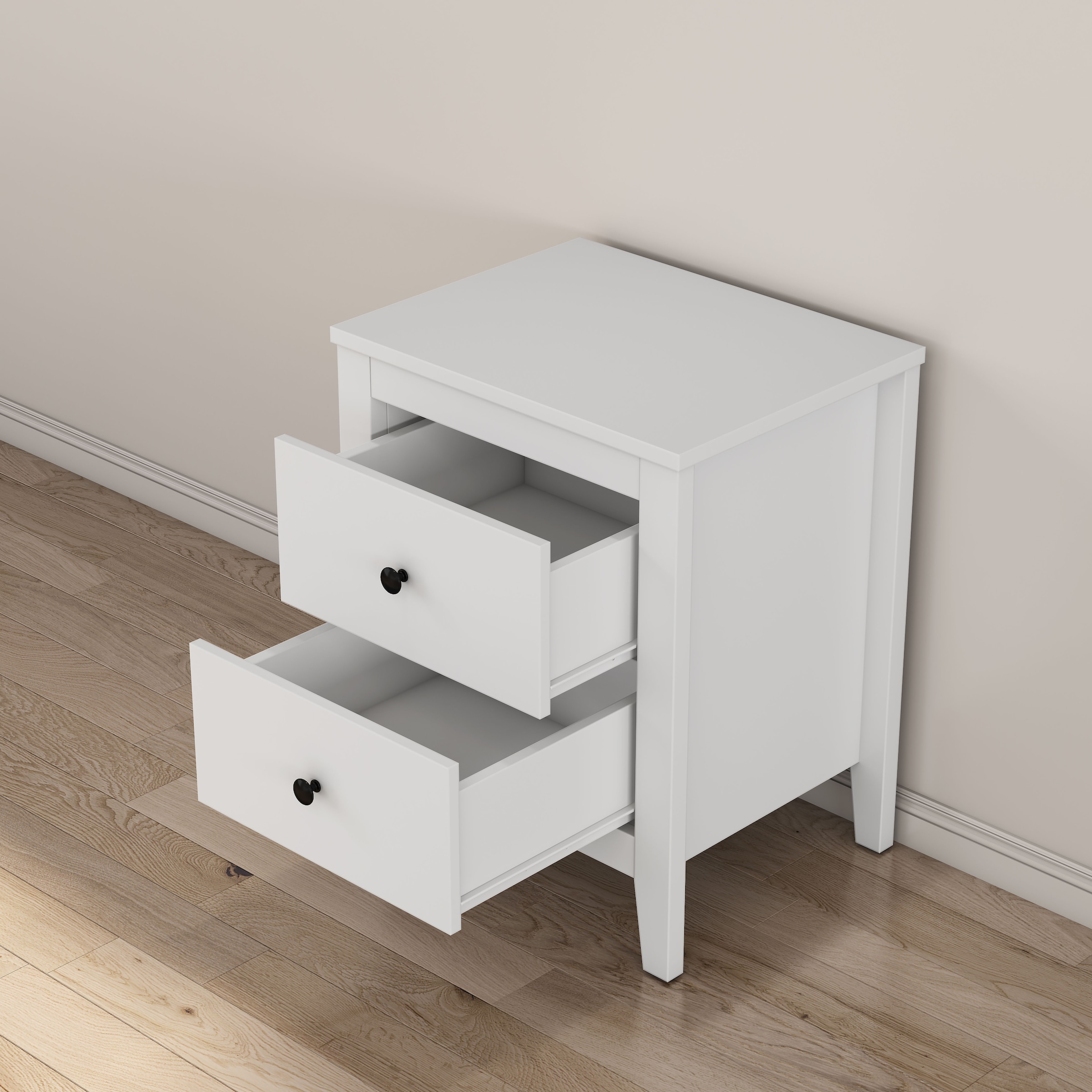 OTTO home Nachtkommode »Borkum Nachttisch Set im Landhaus Design weiß Bestseller« Set, 2 Schränke im Set, schwarze Griffe aus Metall, 