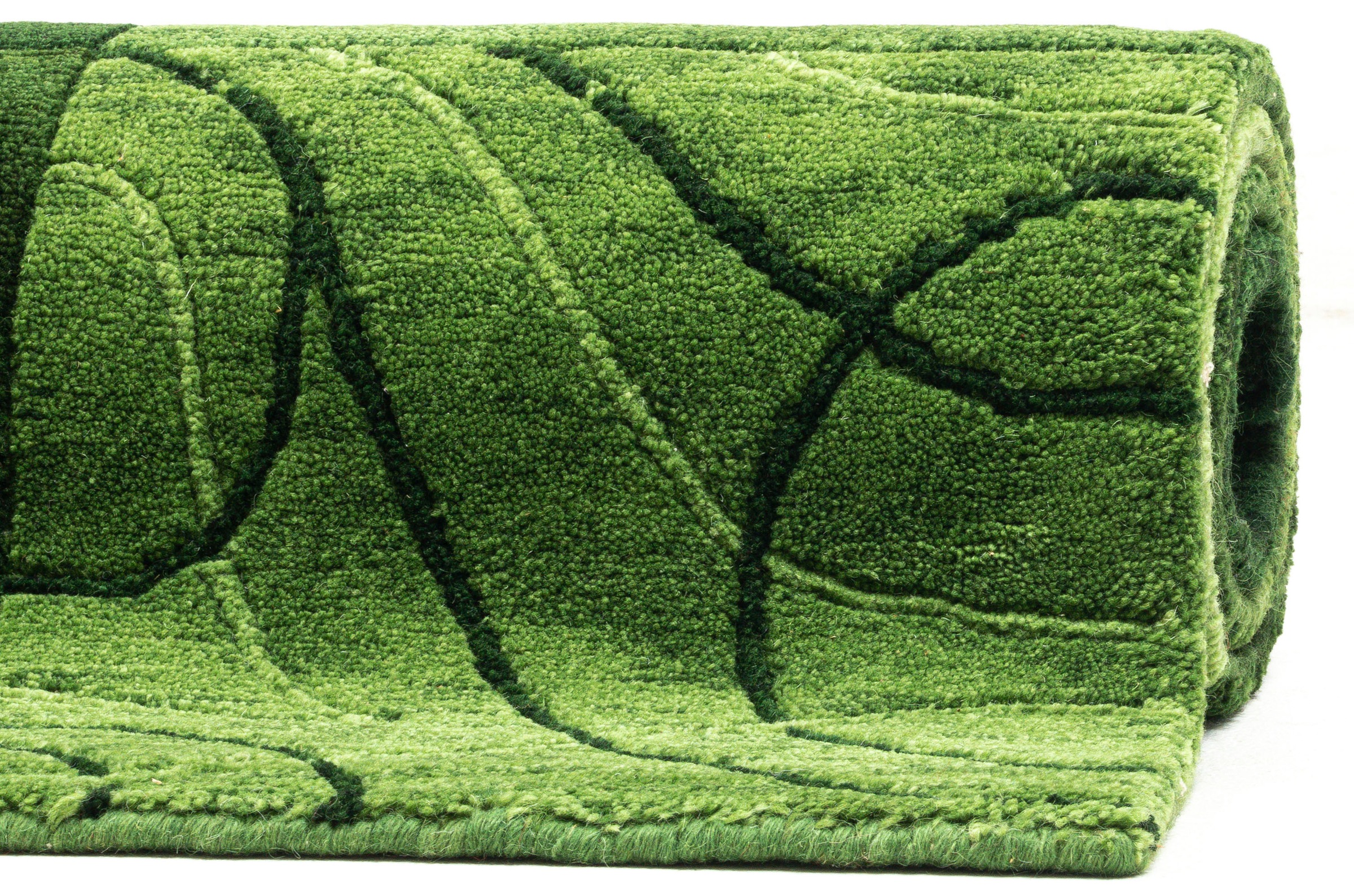 THEKO Wollteppich »Domas 4028« rechteckig 12 mm Höhe Kurzflor, reine Wolle, handgeknüpft, modernes Patchwork Design