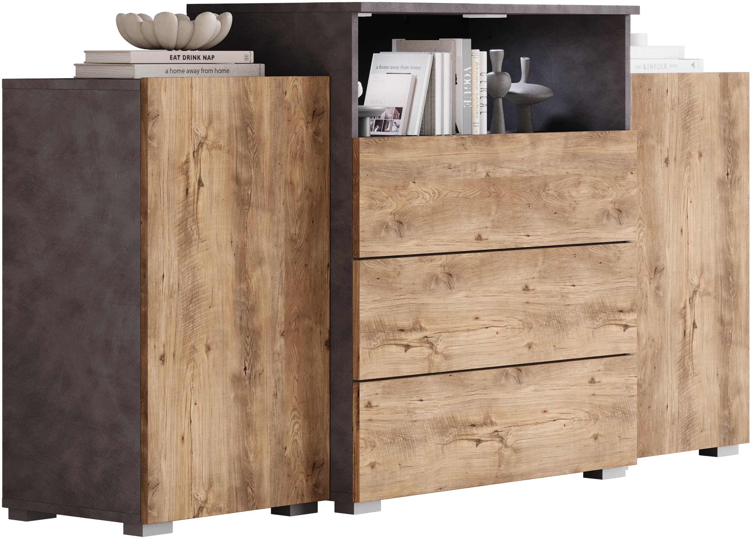Home affaire Sideboard »URBAN III« Moderne Kommode mit 3 Schubladen und 4 Fächern, Breite 150 cm
