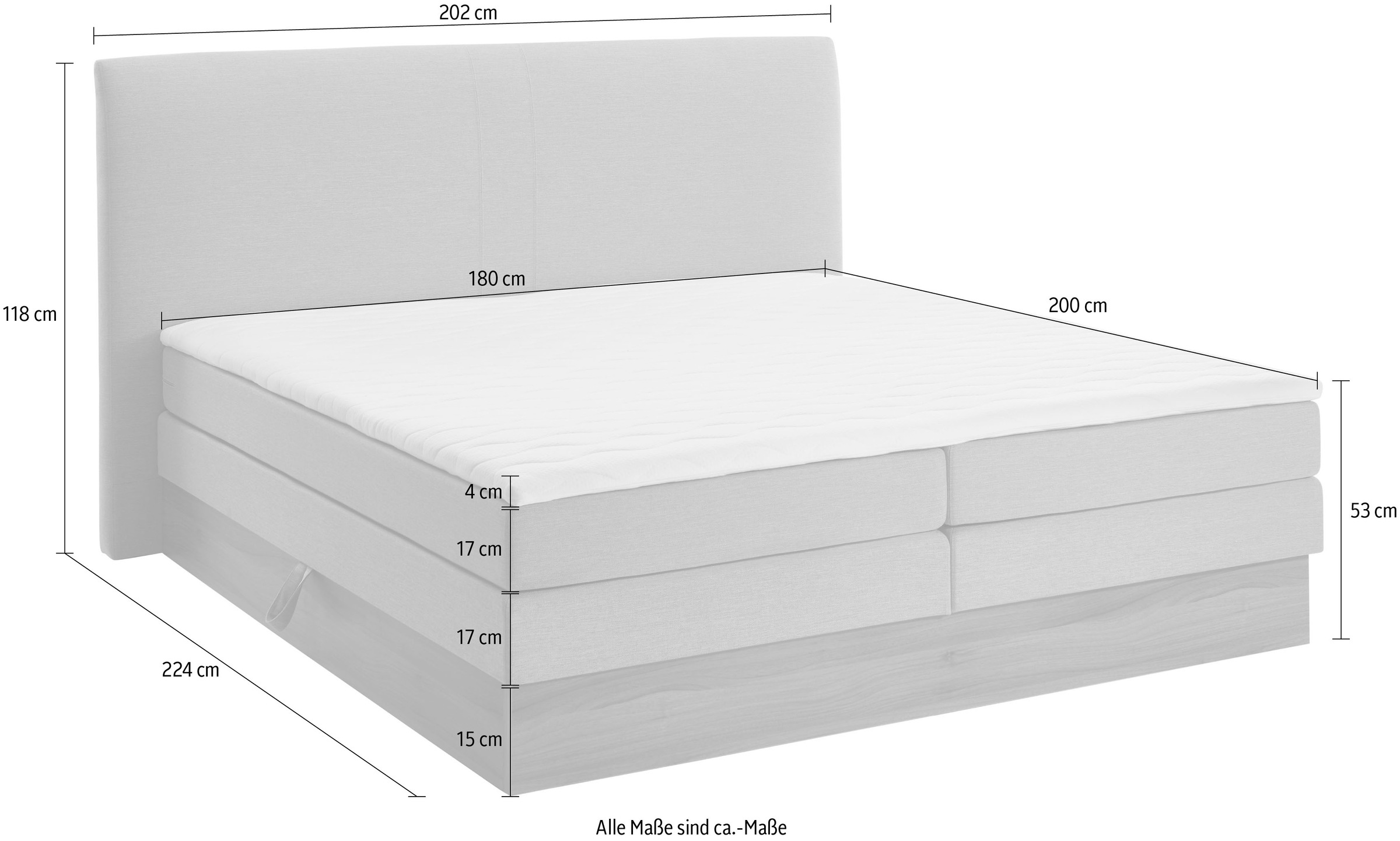 Home affaire Boxspringbett »Blomen«, mit Walnuss-Dekor, mit Bettkasten, verschiedene Härtegrade, mit Topper