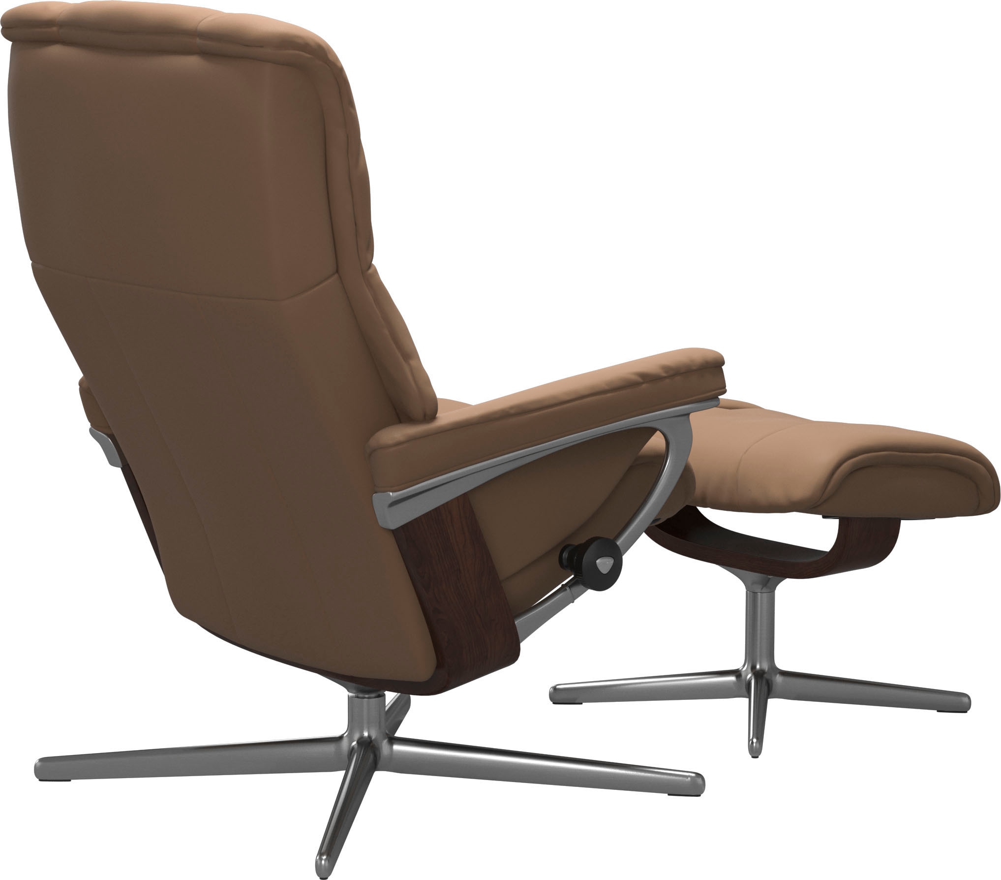 Stressless® Relaxsessel »Mayfair«, (Set, Relaxsessel mit Hocker), mit Hocker, mit Cross Base, Größe S, M & L, Holzakzent Braun
