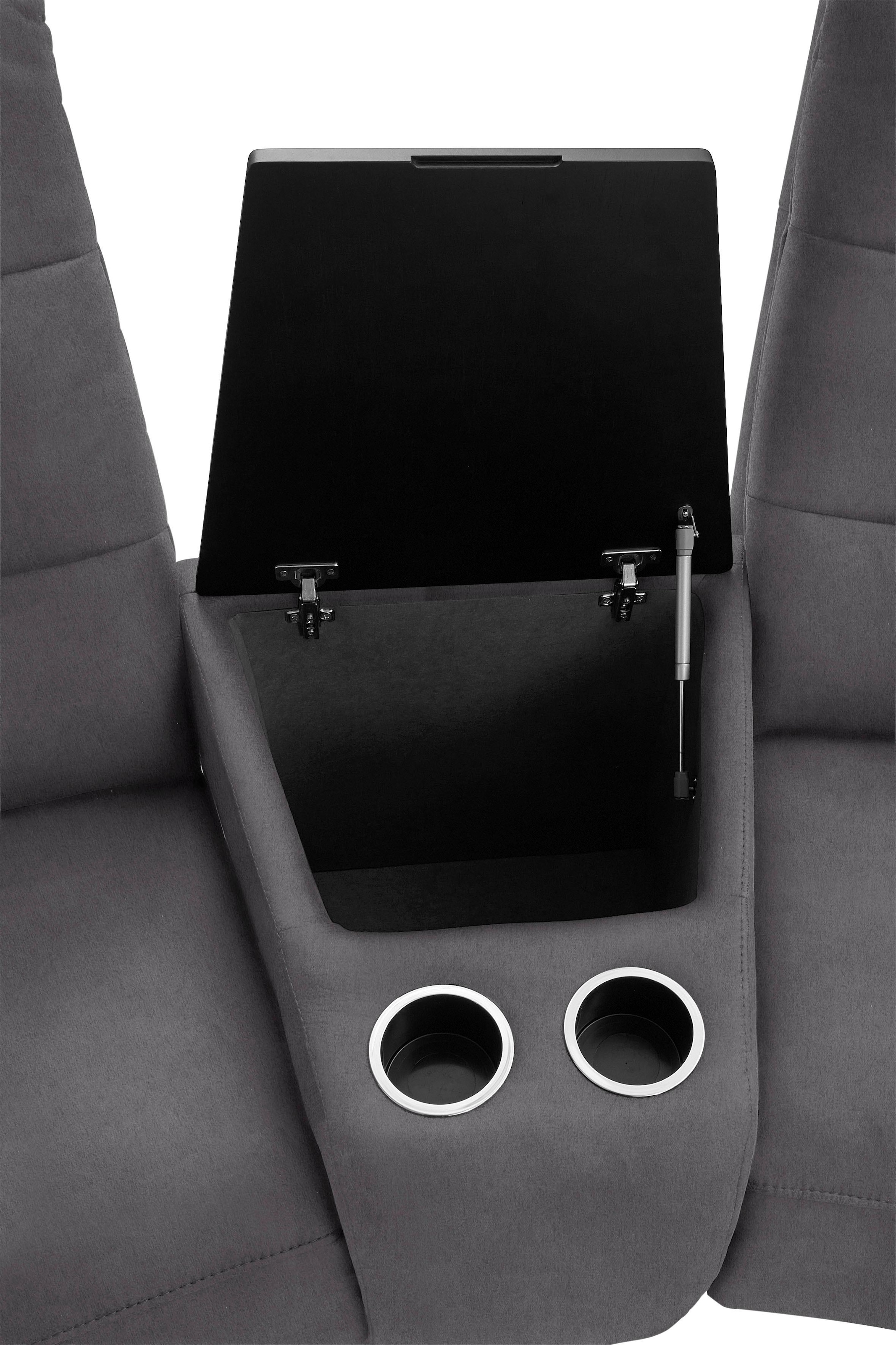 exxpo - sofa fashion 3-Sitzer »Tivoli, Kinosofa mit Relaxfunktion, mit Ablagetisch und Stauraum« bequem und komfortabel, hohe Rückenlehne