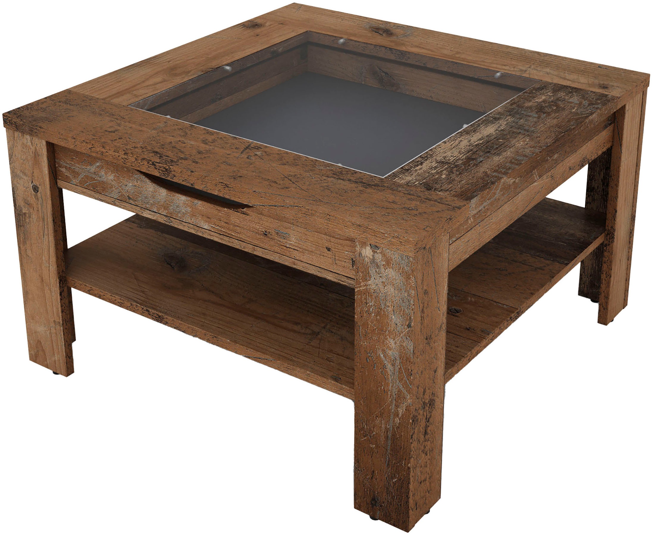 byLIVING Couchtisch "RALPH" Artisan Eiche, Old Wood oder weiß, 1 Schubkasten, Glaseinlageplatte