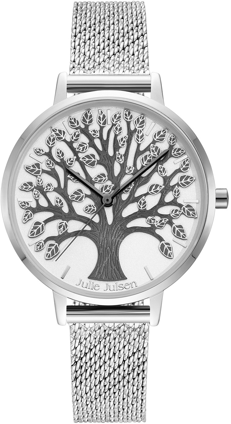 Julie Julsen Quarzuhr »Tree of Life Silver, JJW1277SME«, Armbanduhr, Damenuhr, PVD-beschichtet, Mineralglas