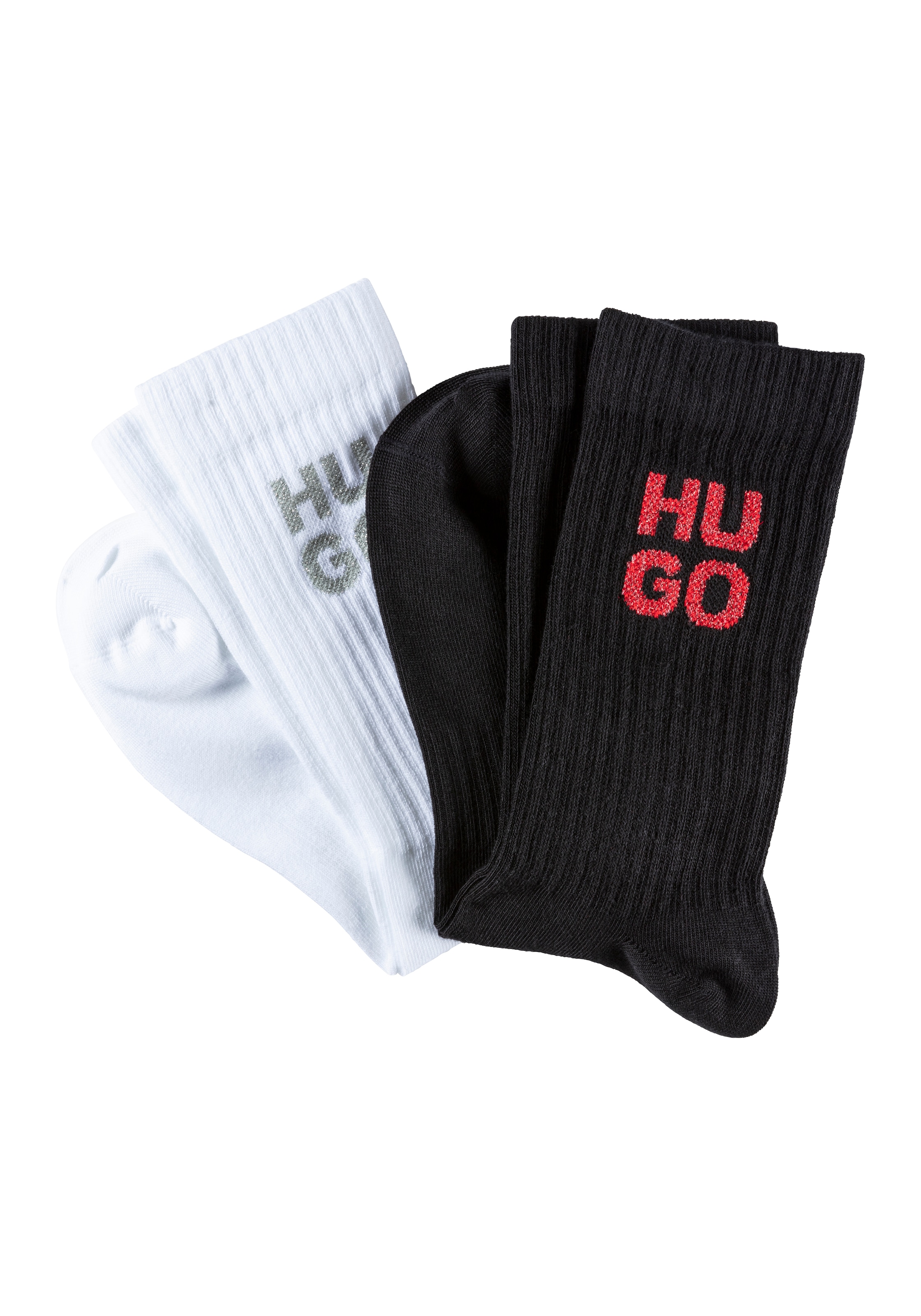 Socken »3P QS Giftset Ico«, (Packung, 2 Paar), mit HUGO Schriftzug