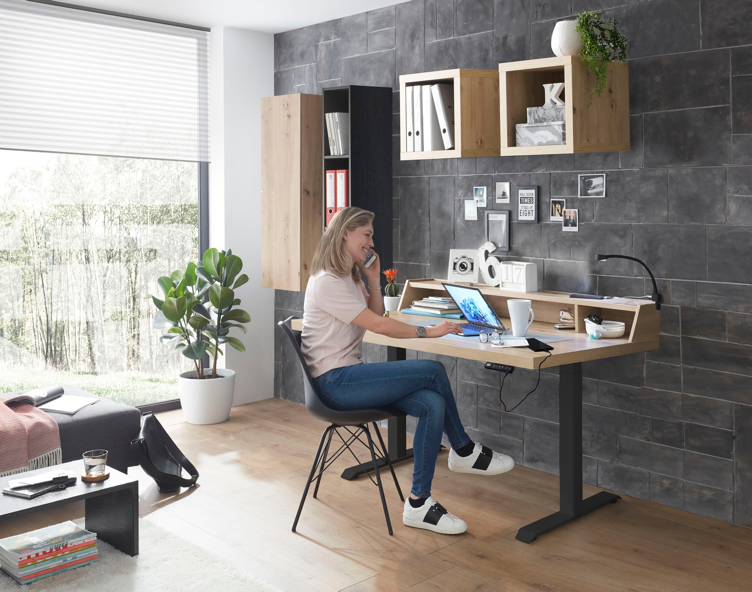 Mäusbacher Schreibtisch »Big System Office, Arbeitstisch, Bürotisch«, Breite 120 cm, elektrisch höhenverstellbar, asteiche