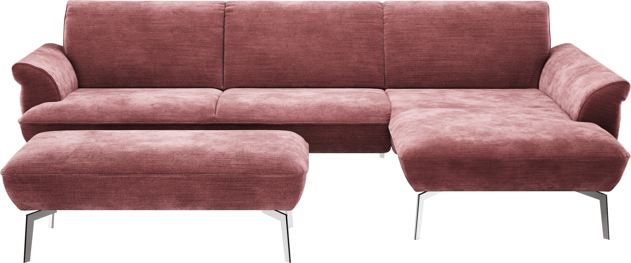 himolla Ecksofa »himolla 9900«, (mit Hocker), Recamiere rechts o. links, Füße Aluminium, mit Hocker