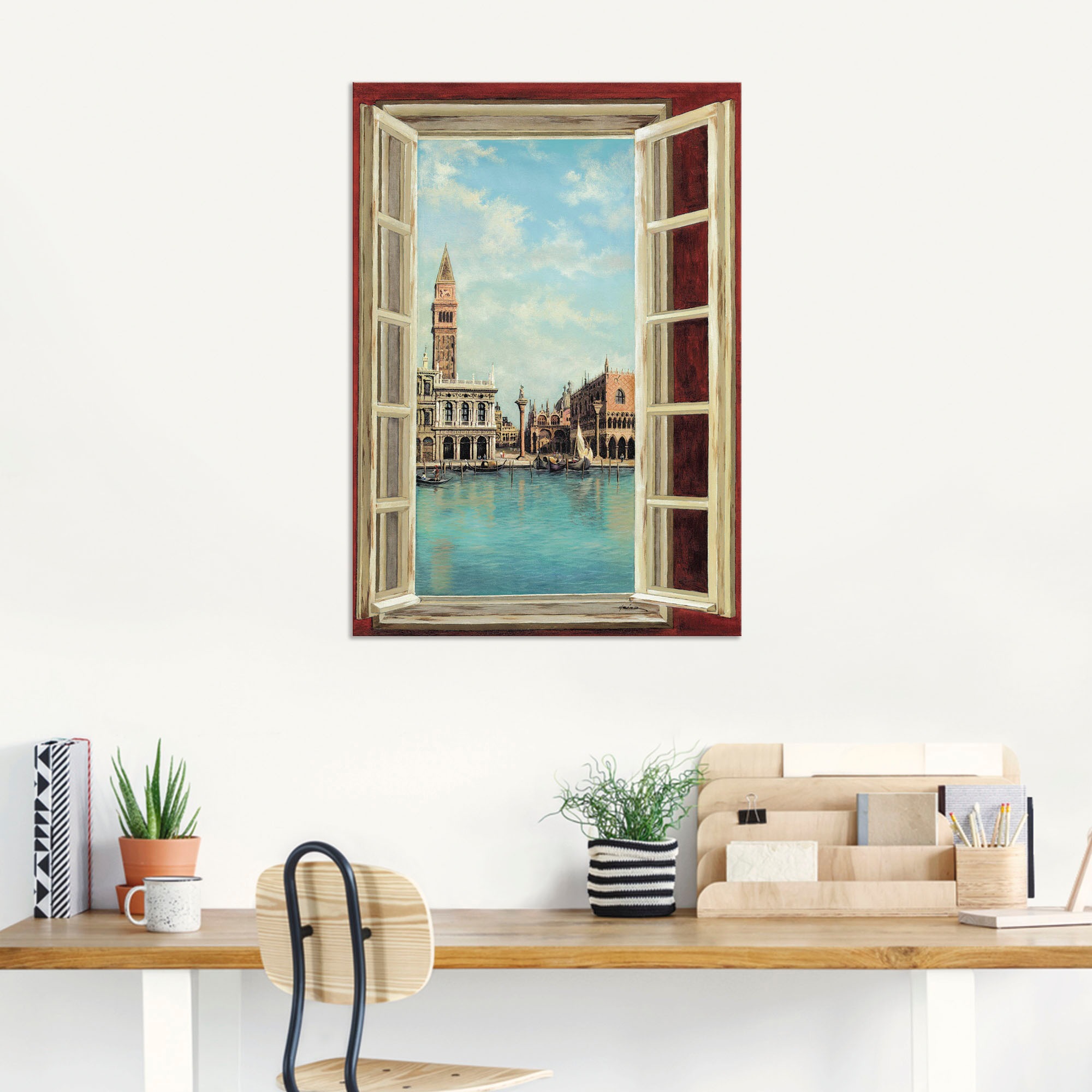 Artland Wandbild »Fenster mit Blick auf Venedig«, Fensterblick, (1 St.), als Leinwandbild, Poster, Wandaufkleber in verschied. Größen