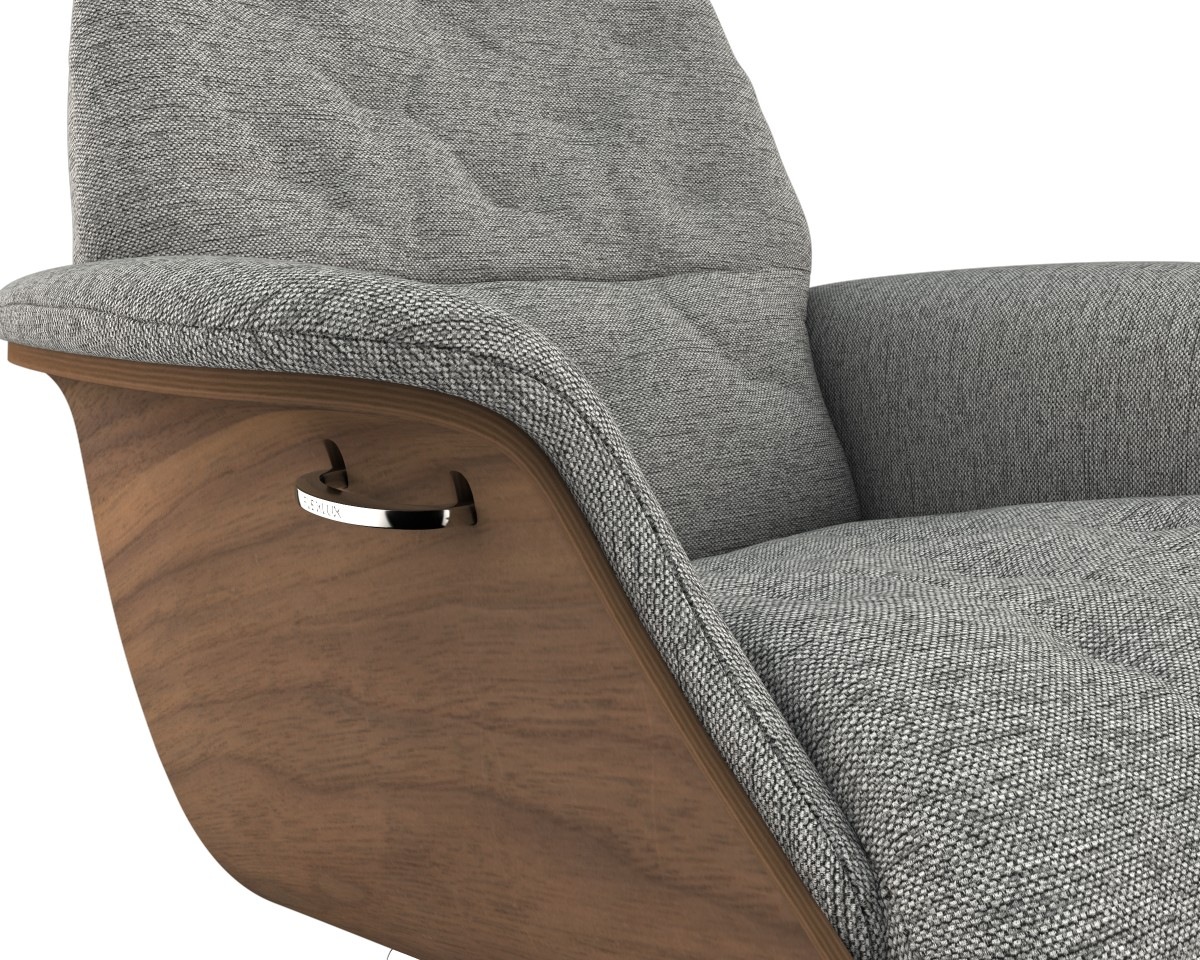 FLEXLUX Relaxsessel »Volden, Funktionsessel, Polstersessel, Armlehnen-, TV-Fernsehsessel«, Rücken- und Kopfteilverstellung, Drehbar, Fuß Alu, Armlehne Walnuss