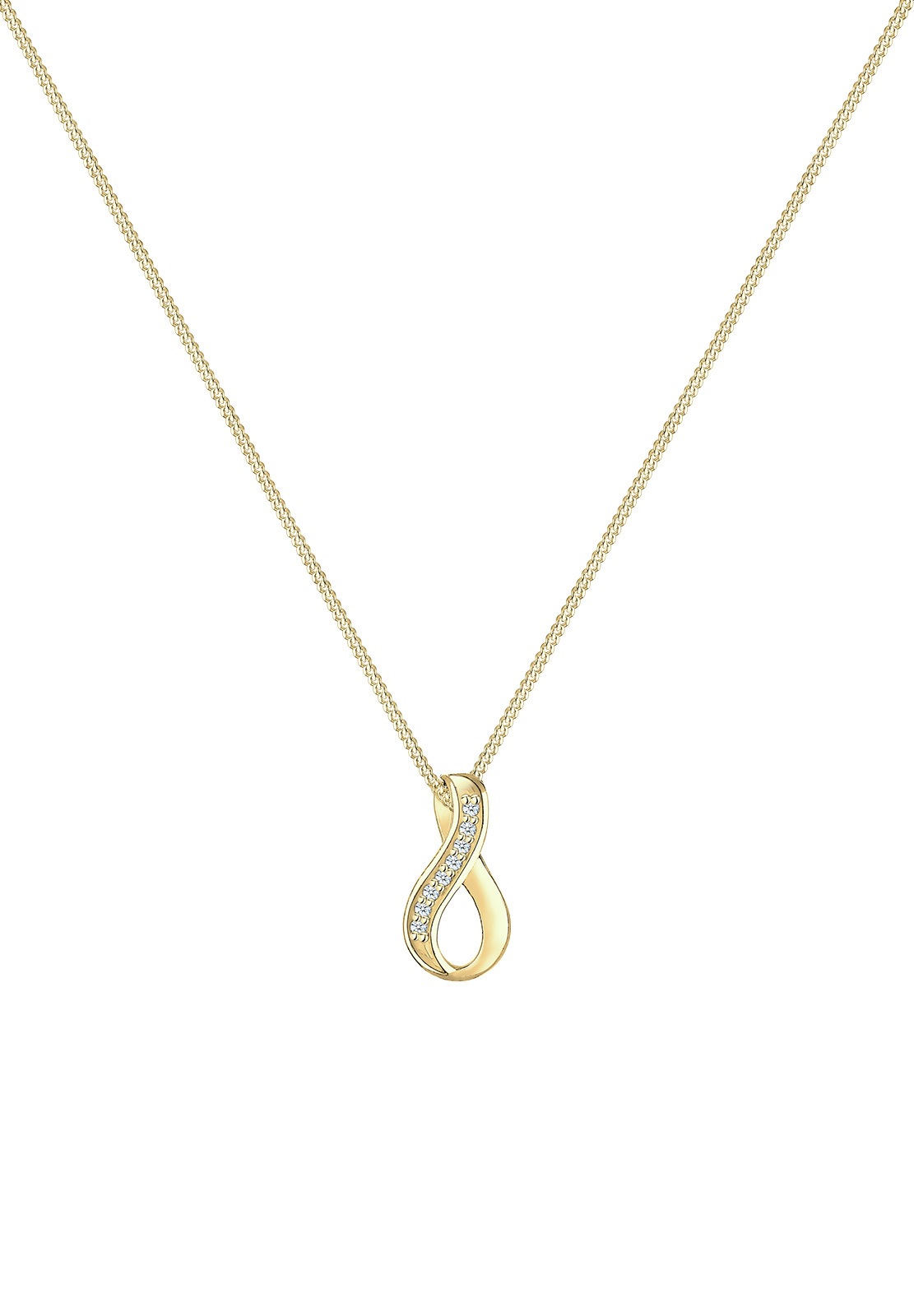 Elli DIAMONDS Silberkette »Halskette Infinity Diamant Weiß Brillantschliff (0.04ct) 375 Gelbgold«