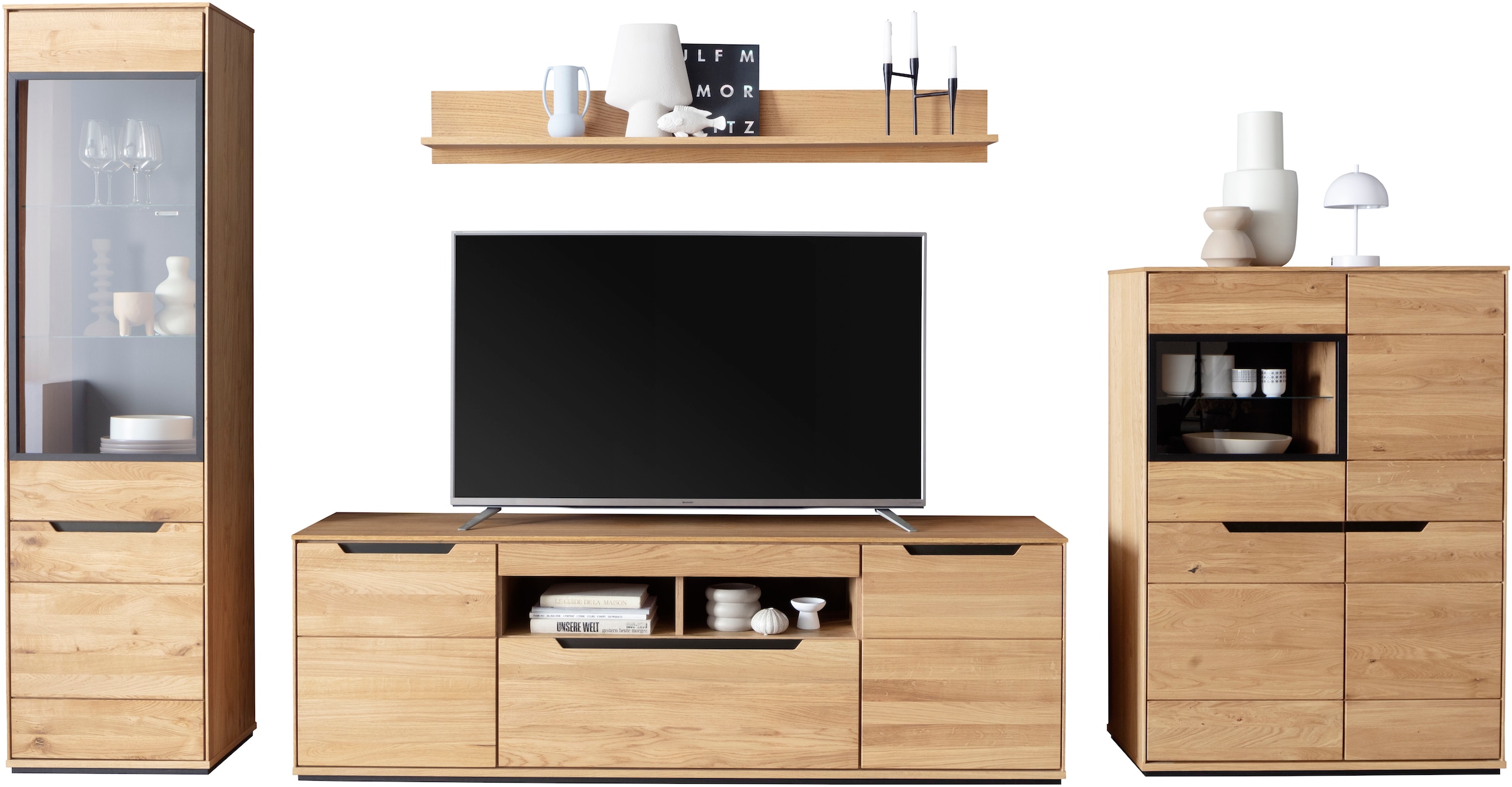 MCA living Wohnwand »Araya Wohnkombination II« Komplett-Set, optional: Glaskantenbeleuchtung, 4 Stk. tlg.