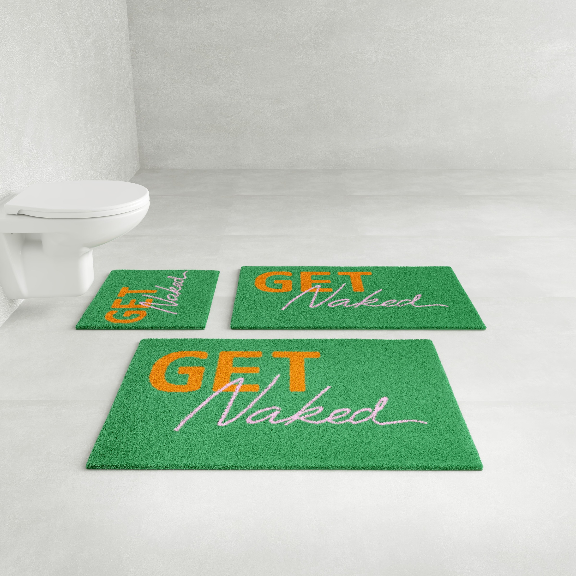 OTTO home Badematte "Get Naked, modern, Badvorleger, Badezimmer Teppich" Höhe 20 mm rutschhemmend beschichtet schnell trocknend Badteppich, mit Schriftzug, 2 Varianten, rechteckig