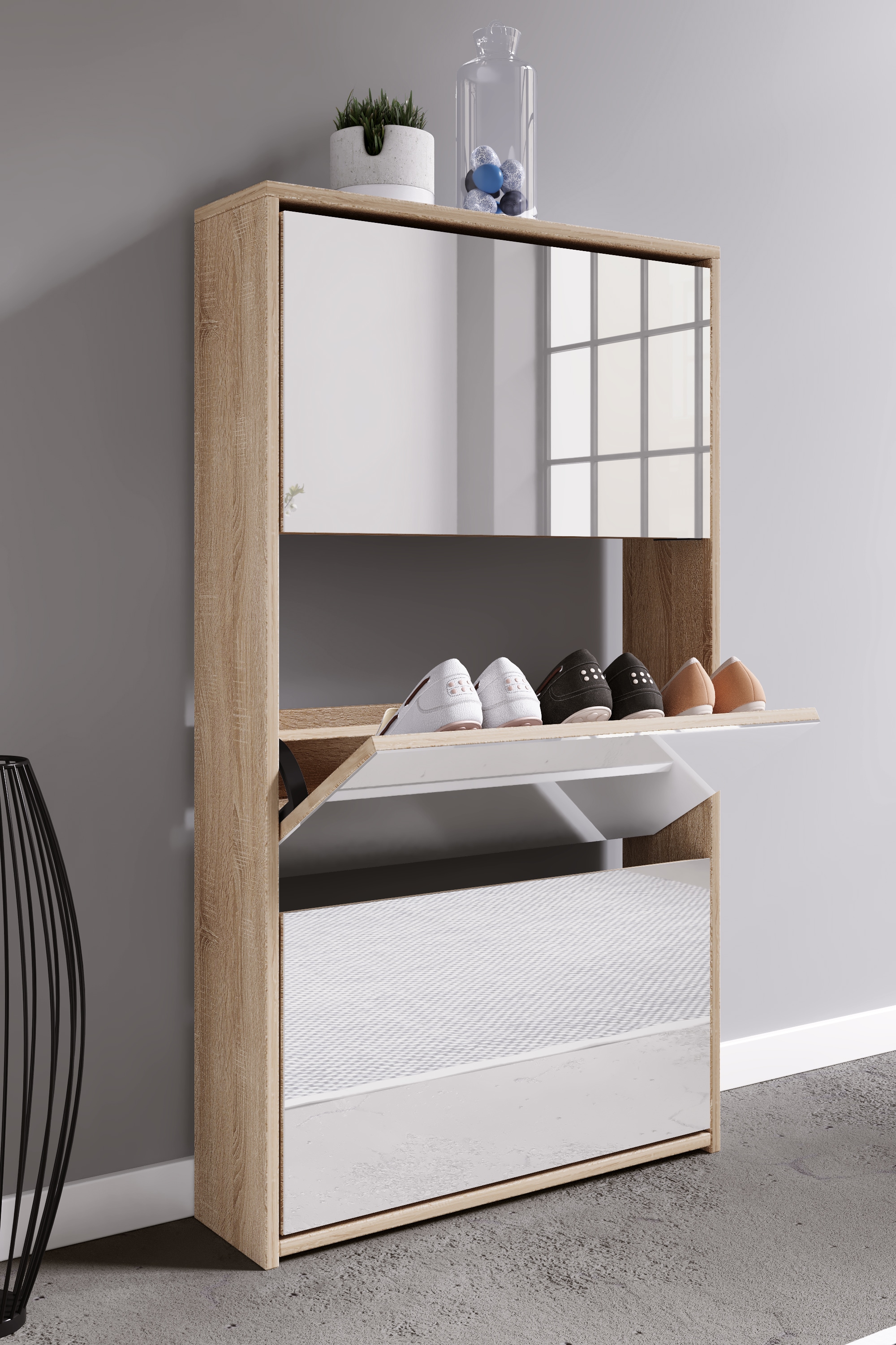VCM Schuhschrank »Holz Schuhschrank Schuhkipper Spiegel Stido XL«