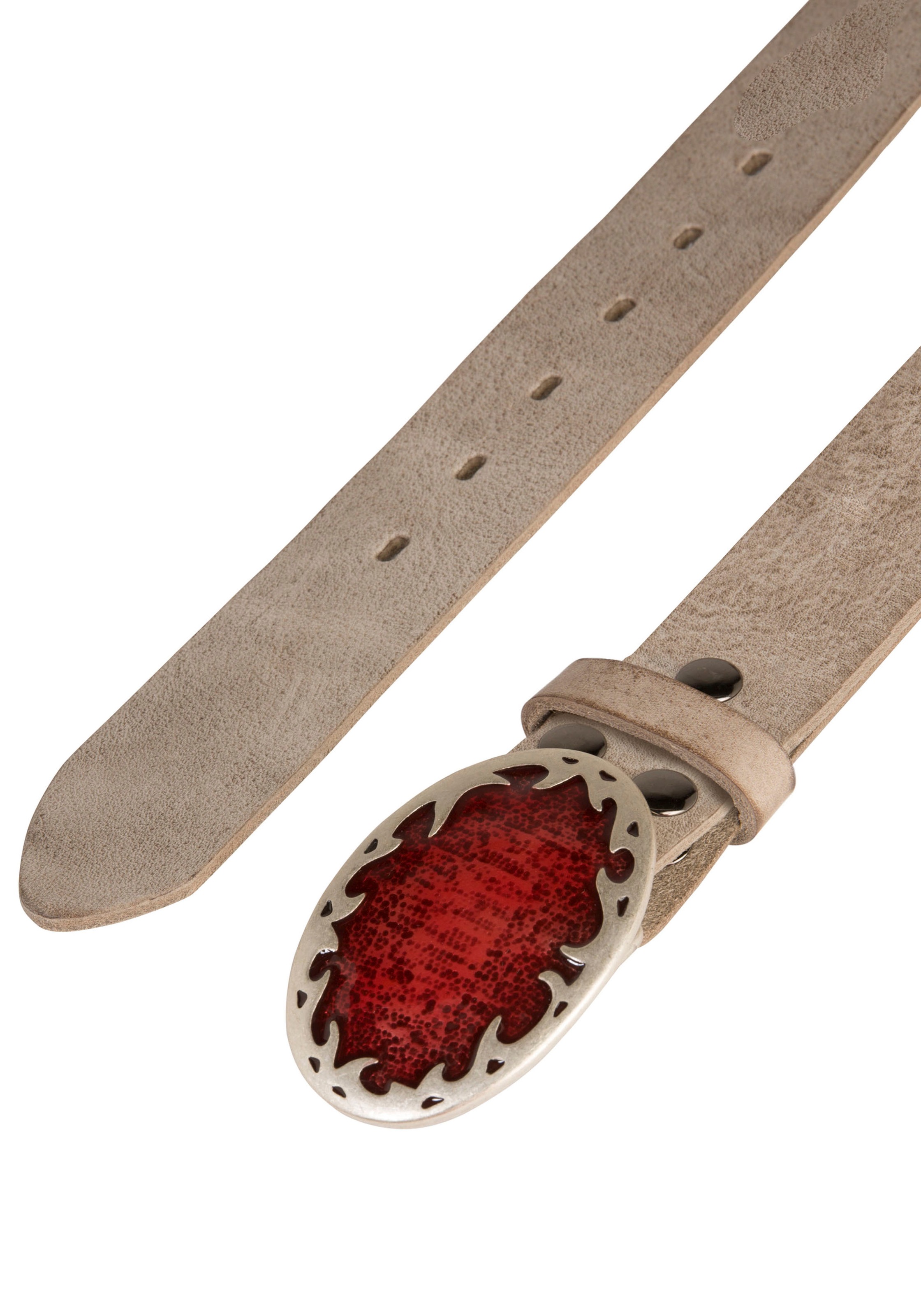 Rettungsring Gürtel Ledergürtel mit austauschbarer Schließe »Flamme Oval Rot«