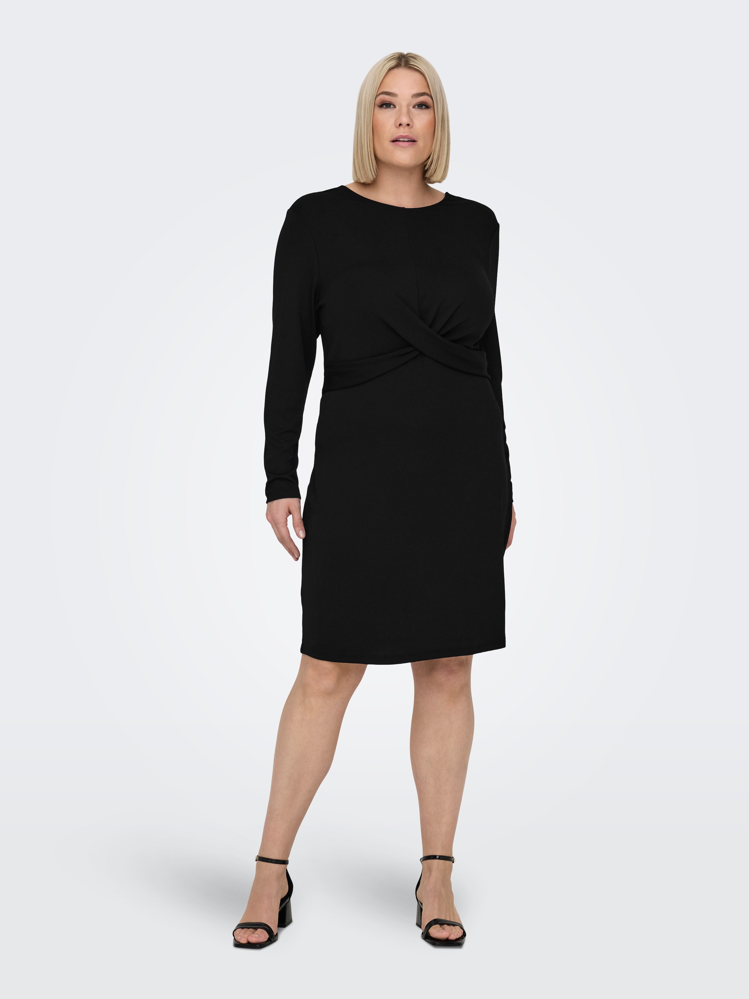 ONLY CARMAKOMA Jerseykleid »CARQUEEN L/S GLITTER TWIST DRESS JRS BF«, mit Knotendetail