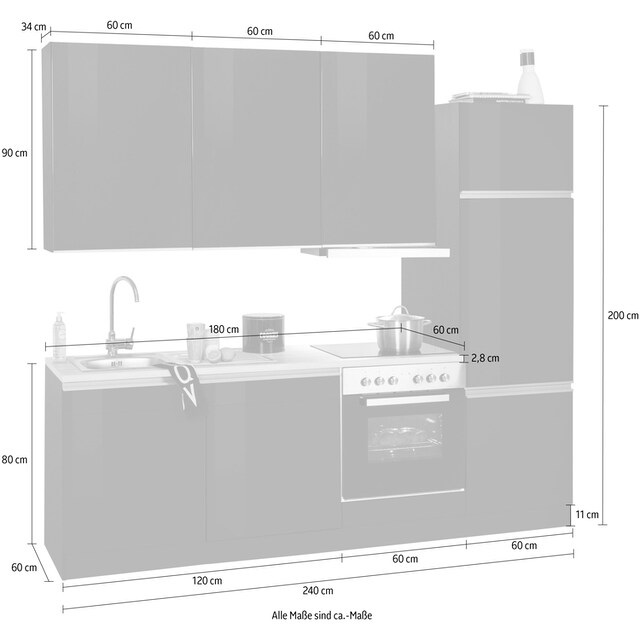 HELD MÖBEL Küchenzeile »Ohio«, mit E-Geräten, Breite 240 cm bequem  bestellen
