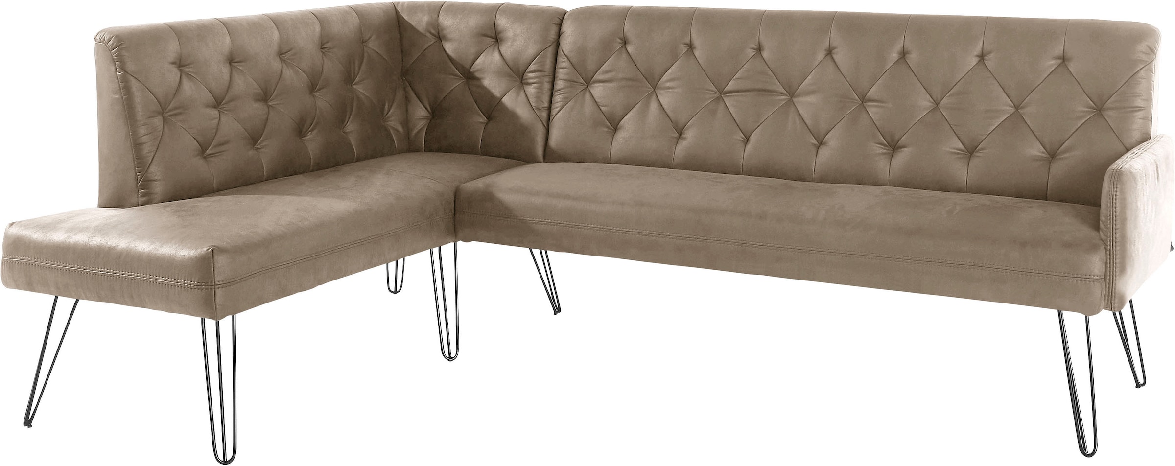 exxpo - sofa fashion Eckbank »Doppio, Chesterfield Optik, komfortabel und bequem, hohe Designfüße«, Frei im Raum stellbar