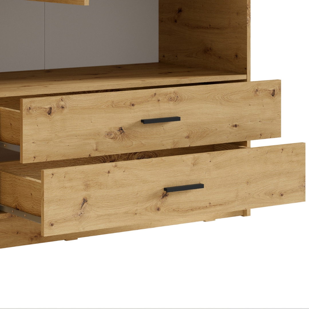 Home affaire Kleiderschrank »LAREDO Wäscheschrank komplette Innenausstattung, Maße 158,3/200,5/55cm«, Garderobe mit offenem Fach, 3 Türen und 2 Schubladen, FSC